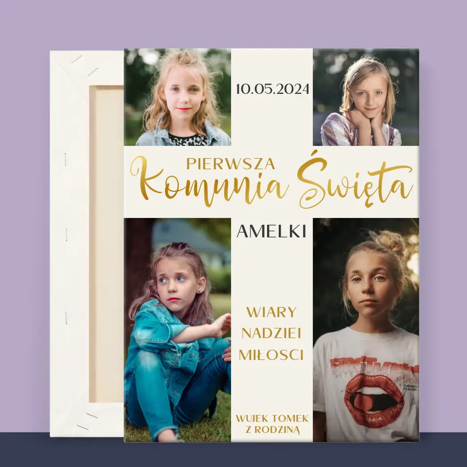 Fotokolaż: Pierwsza Komunia Krzyż - Wydruk Obramowany - Image 11