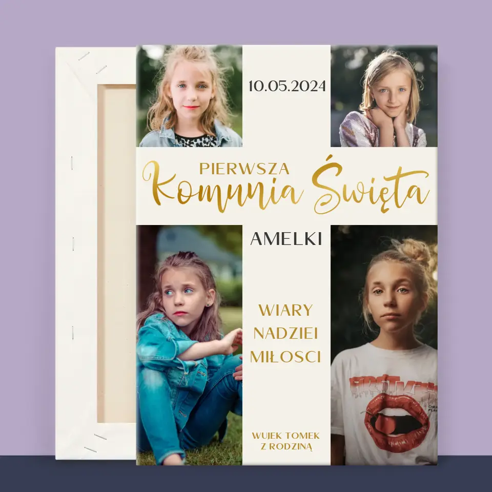 Fotokolaż: Pierwsza Komunia Krzyż - Wydruk Obramowany - Image 13