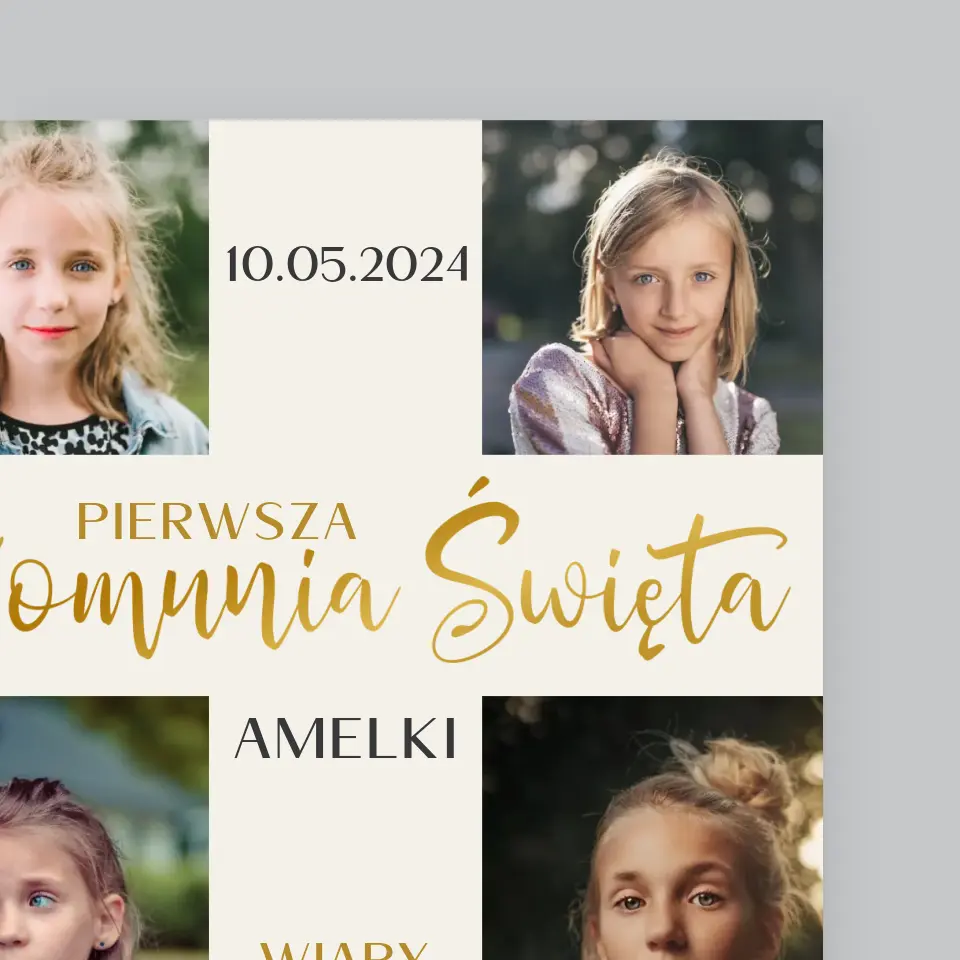 Fotokolaż: Pierwsza Komunia Krzyż - Wydruk Obramowany - Image 3