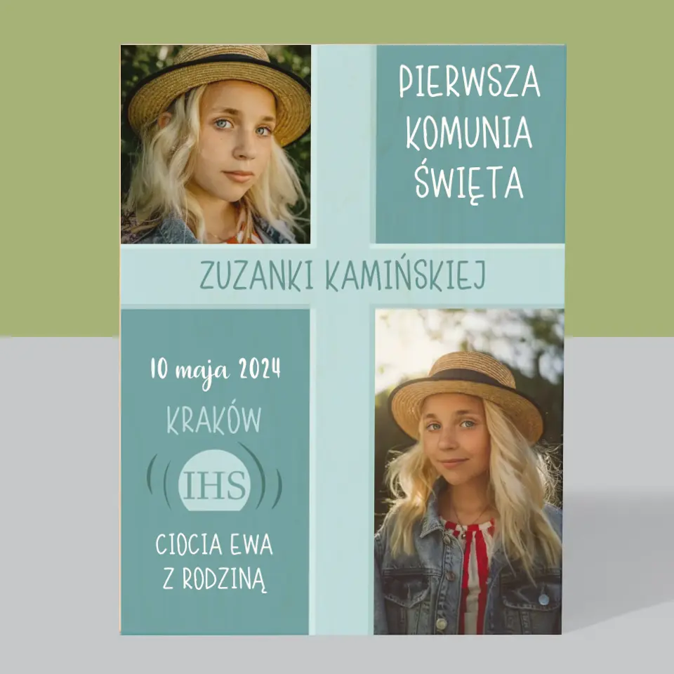 Fotokolaż: Pierwsza Komunia - Wydruk Na Drewnie - Image 3