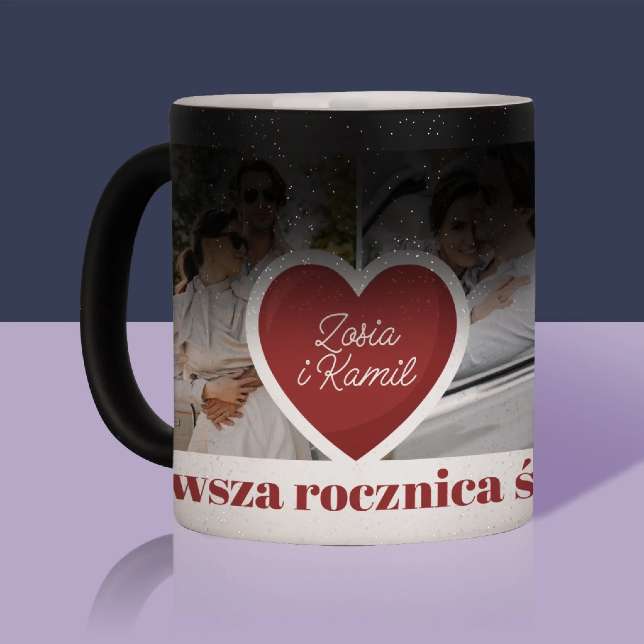 Fotokolaż: Pierwsza Rocznica Serce - Kubek z Nadrukiem - Image 11