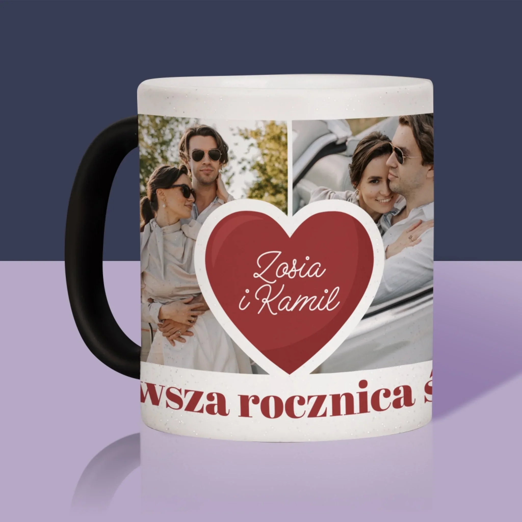 Fotokolaż: Pierwsza Rocznica Serce - Kubek z Nadrukiem - Image 12