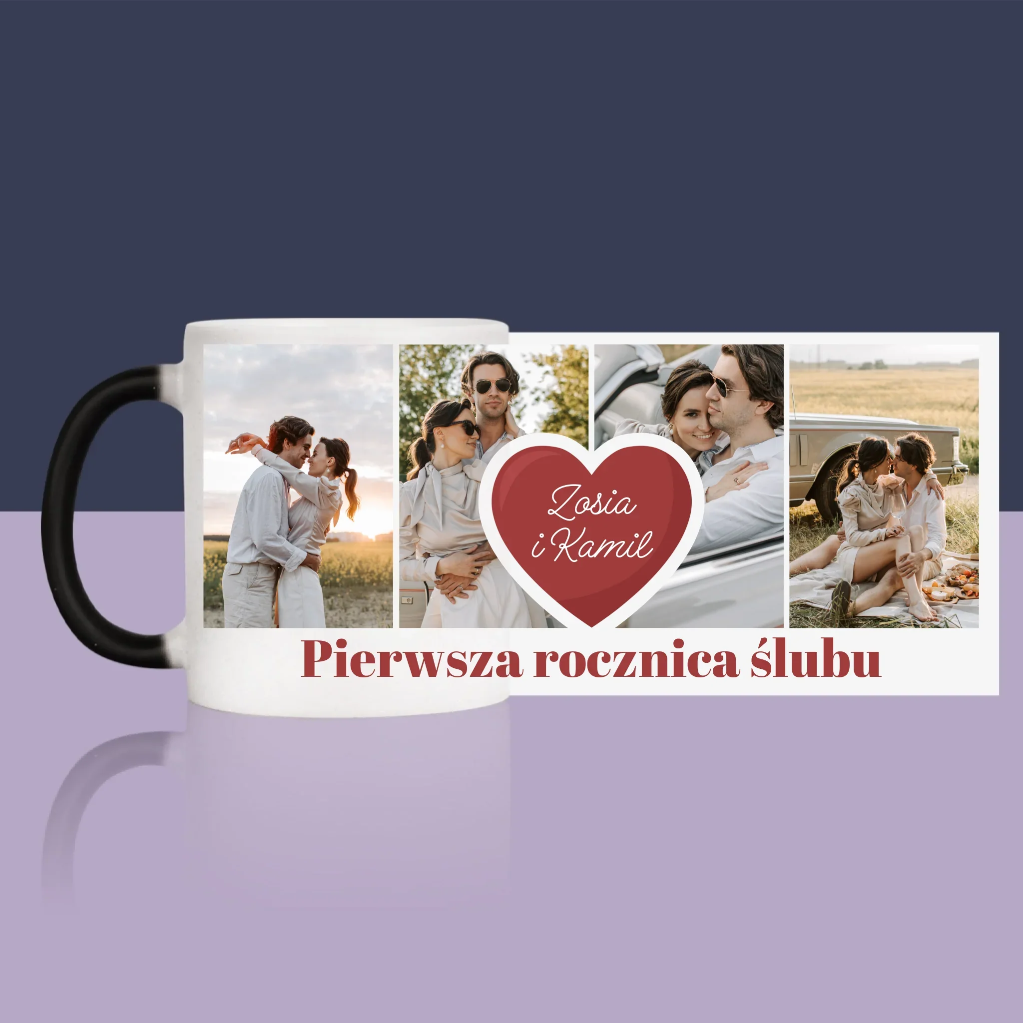 Fotokolaż: Pierwsza Rocznica Serce - Kubek z Nadrukiem - Image 14