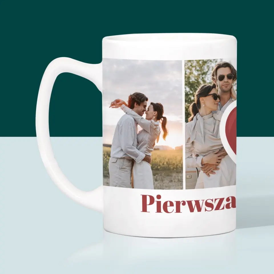 Fotokolaż: Pierwsza Rocznica Serce - Kubek z Nadrukiem - Image 4