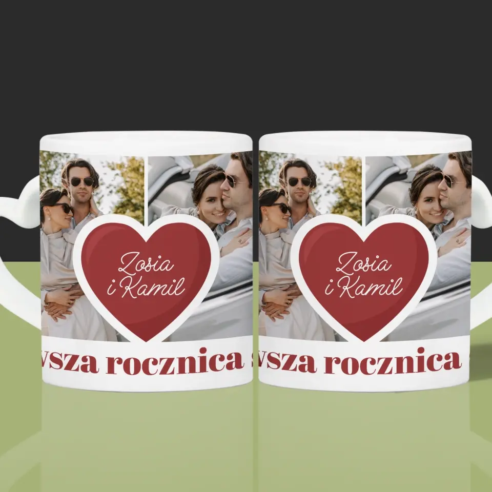 Fotokolaż: Pierwsza Rocznica Serce - Kubki Dla Par - Image 2