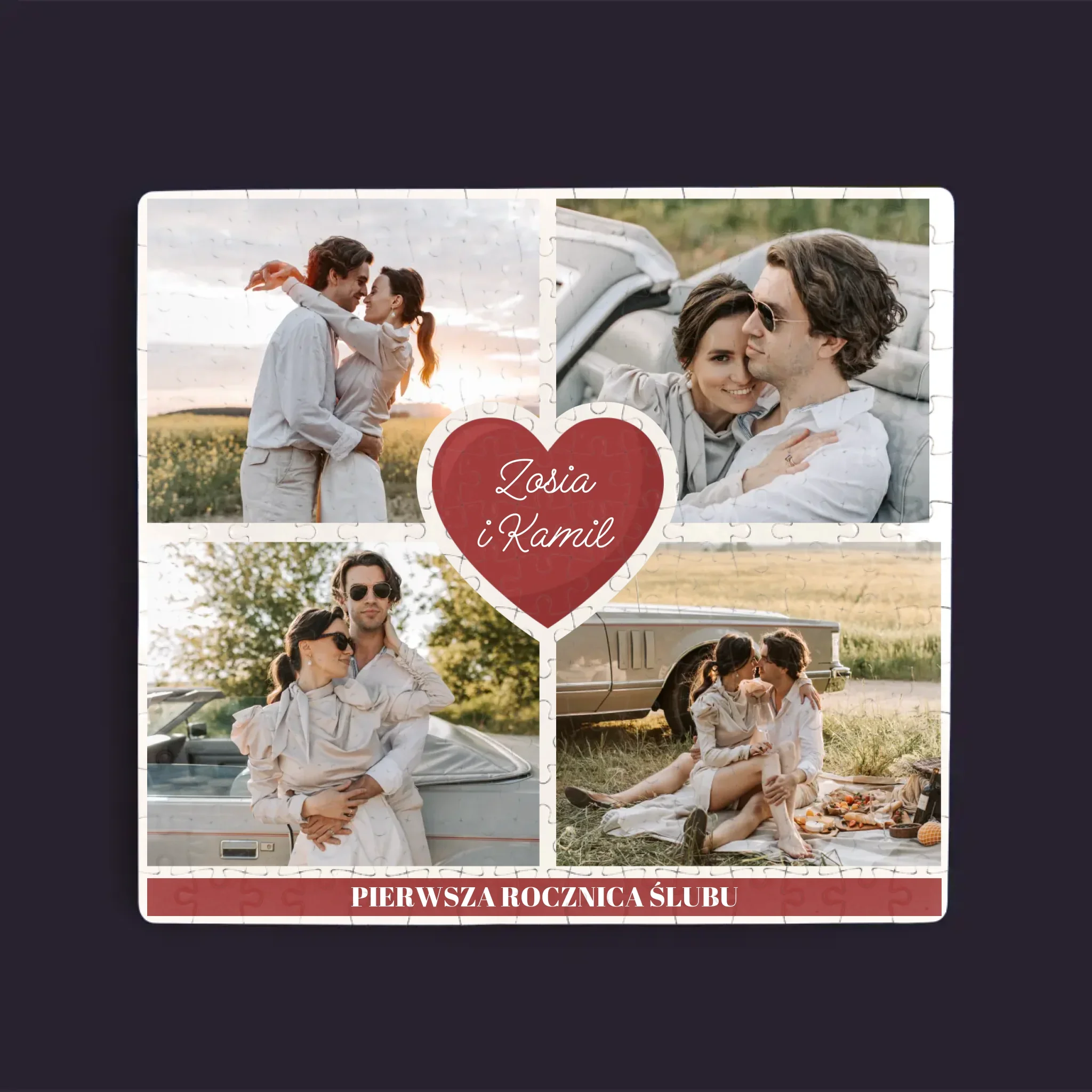 Fotokolaż: Pierwsza Rocznica Serce - Personalizowane Puzzle - Image 3