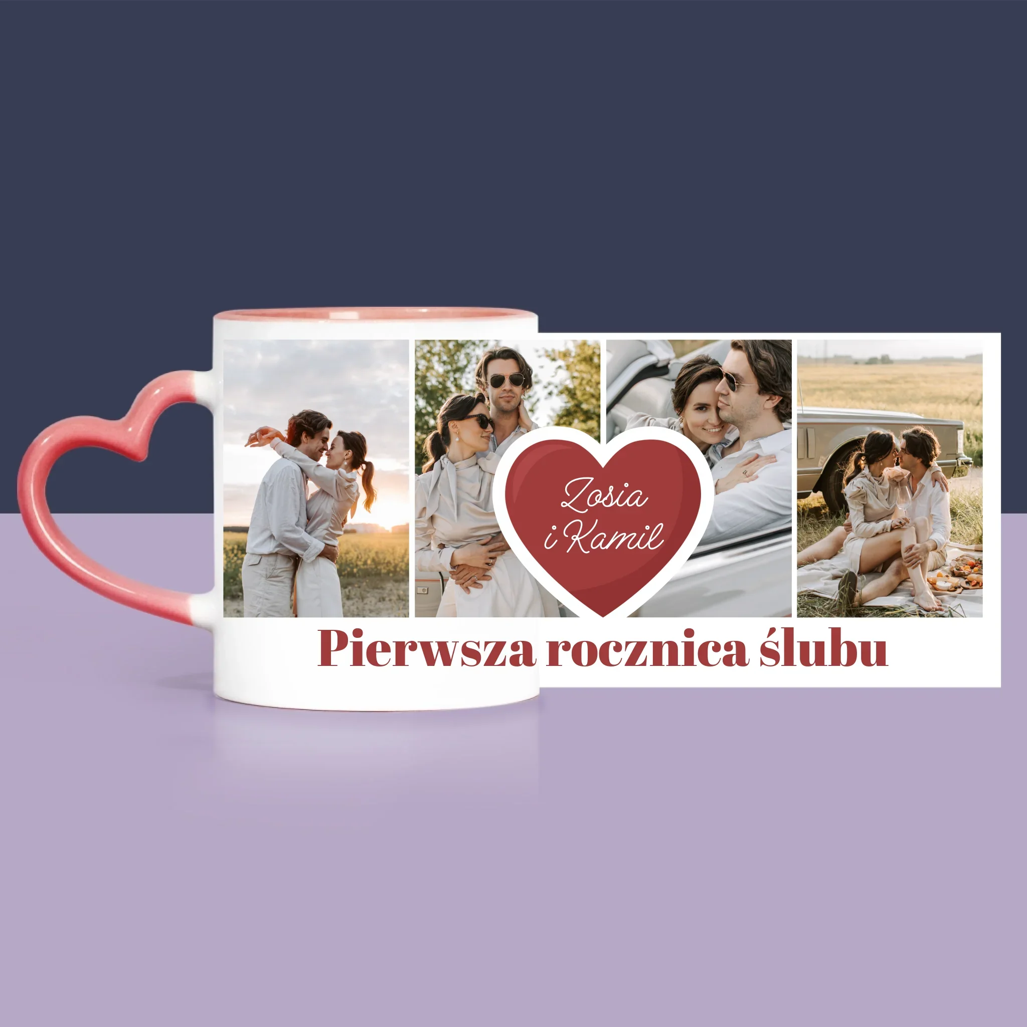 Fotokolaż: Pierwsza Rocznica Serce - Zestaw Prezentowy z Kubkiem, Misiem i Słodkościami - Image 5