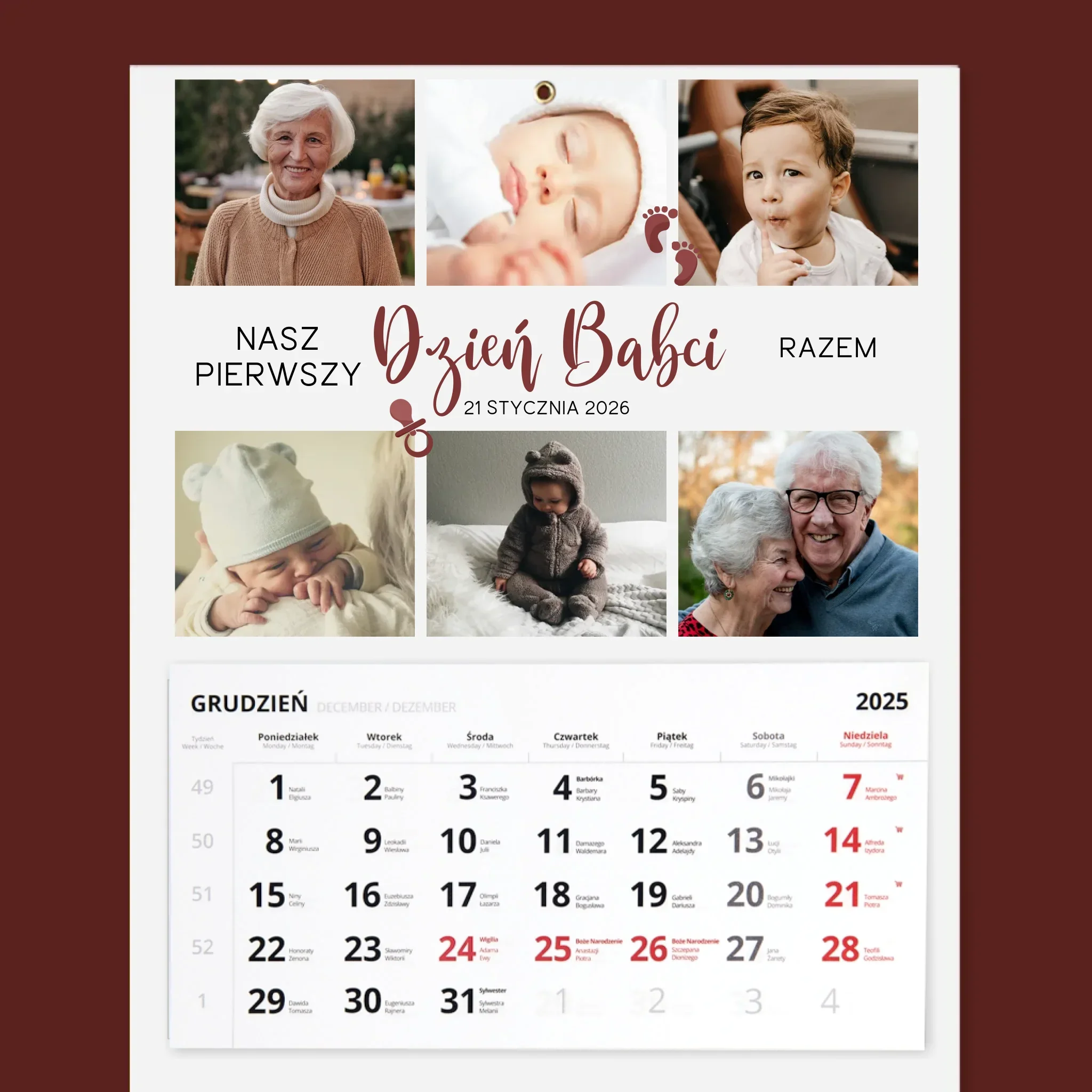 Fotokolaż: Pierwszy Dzień Babci - Kalendarz Trójdzielny - Image 2