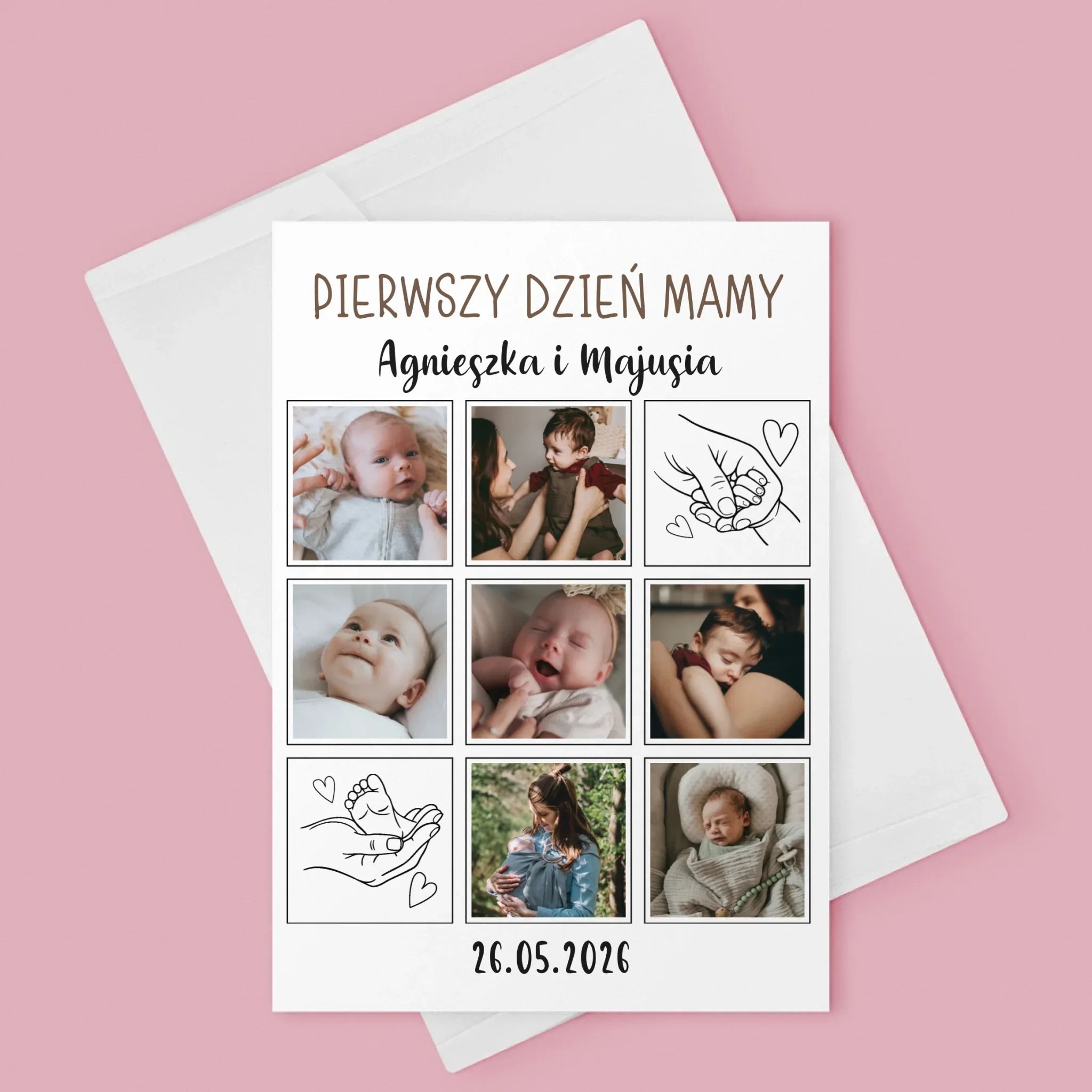 Fotokolaż: Pierwszy Dzień Mamy Rysunki - Kartka z Życzeniami - Image 3