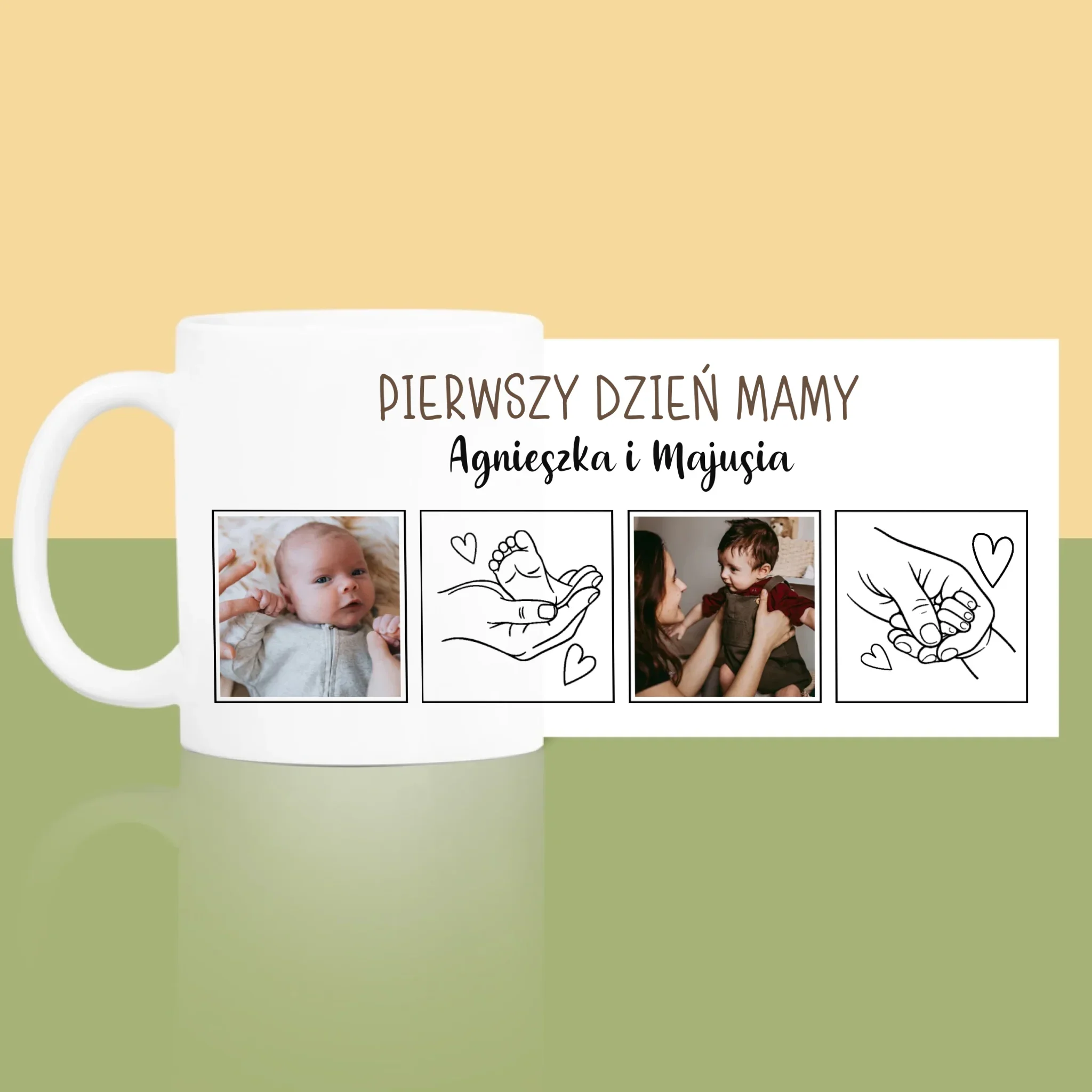 Fotokolaż: Pierwszy Dzień Mamy Rysunki - Kubek z Nadrukiem - Image 3