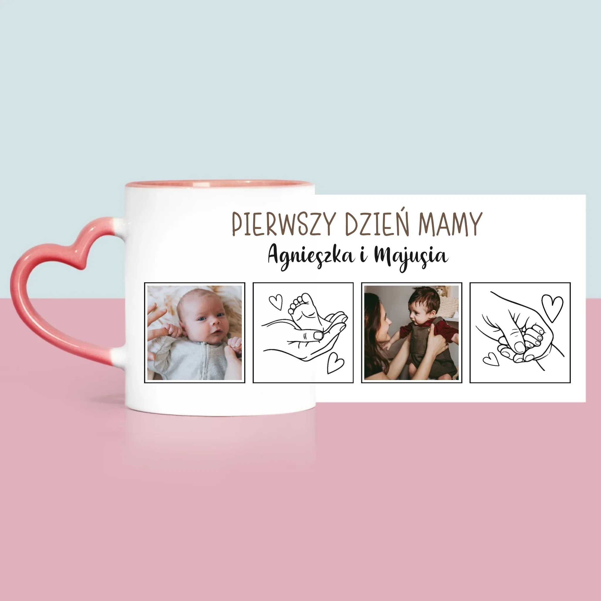 Fotokolaż: Pierwszy Dzień Mamy Rysunki - Kubek z Nadrukiem - Image 6