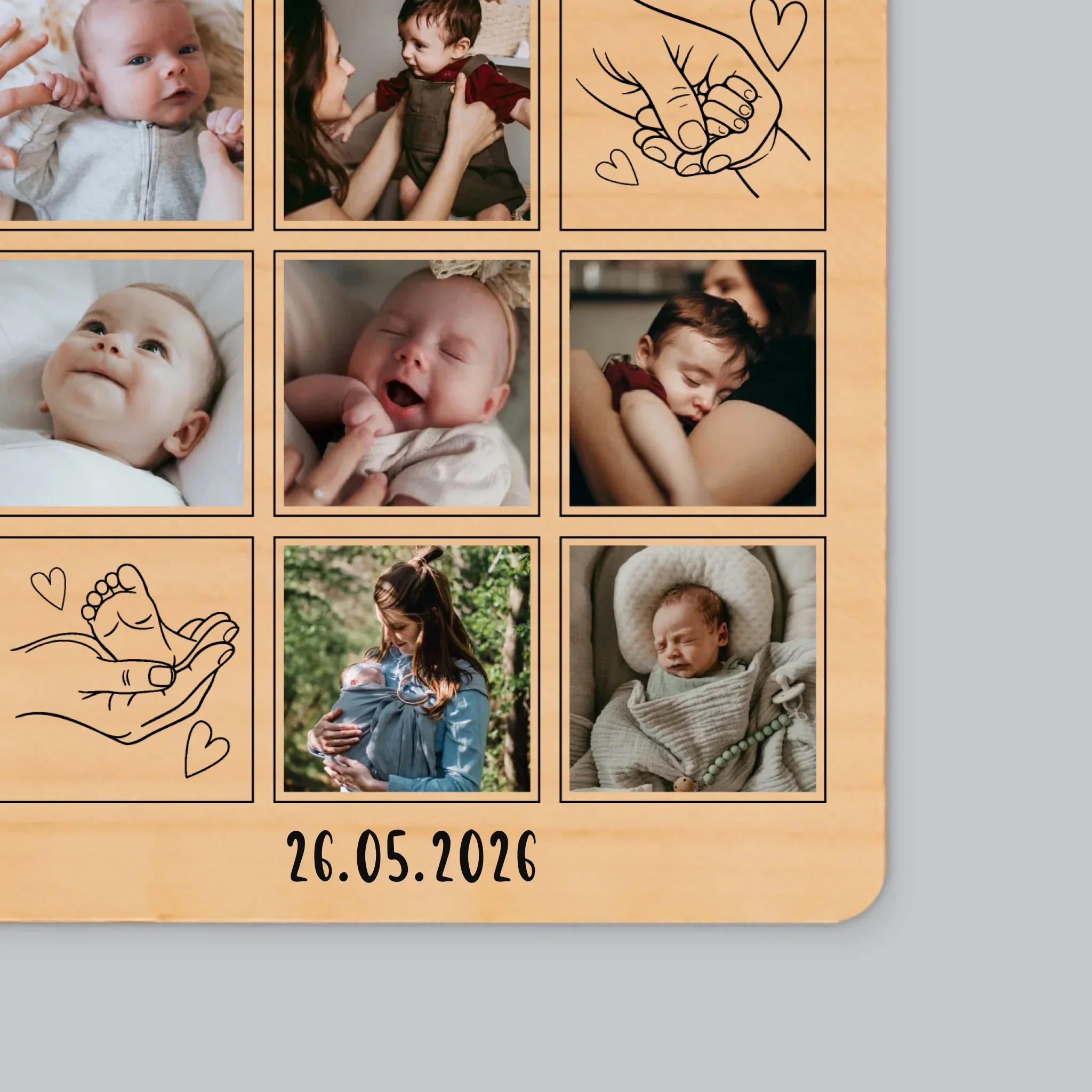 Fotokolaż: Pierwszy Dzień Mamy Rysunki - Magnes Drewniany - Image 2