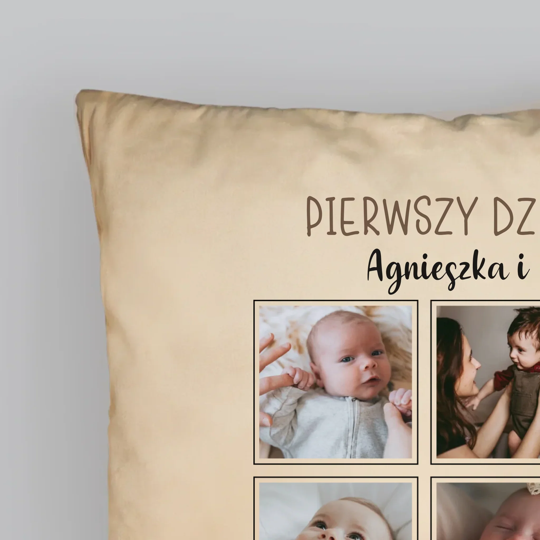 Fotokolaż: Pierwszy Dzień Mamy Rysunki - Poduszka z Nadrukiem - Image 5
