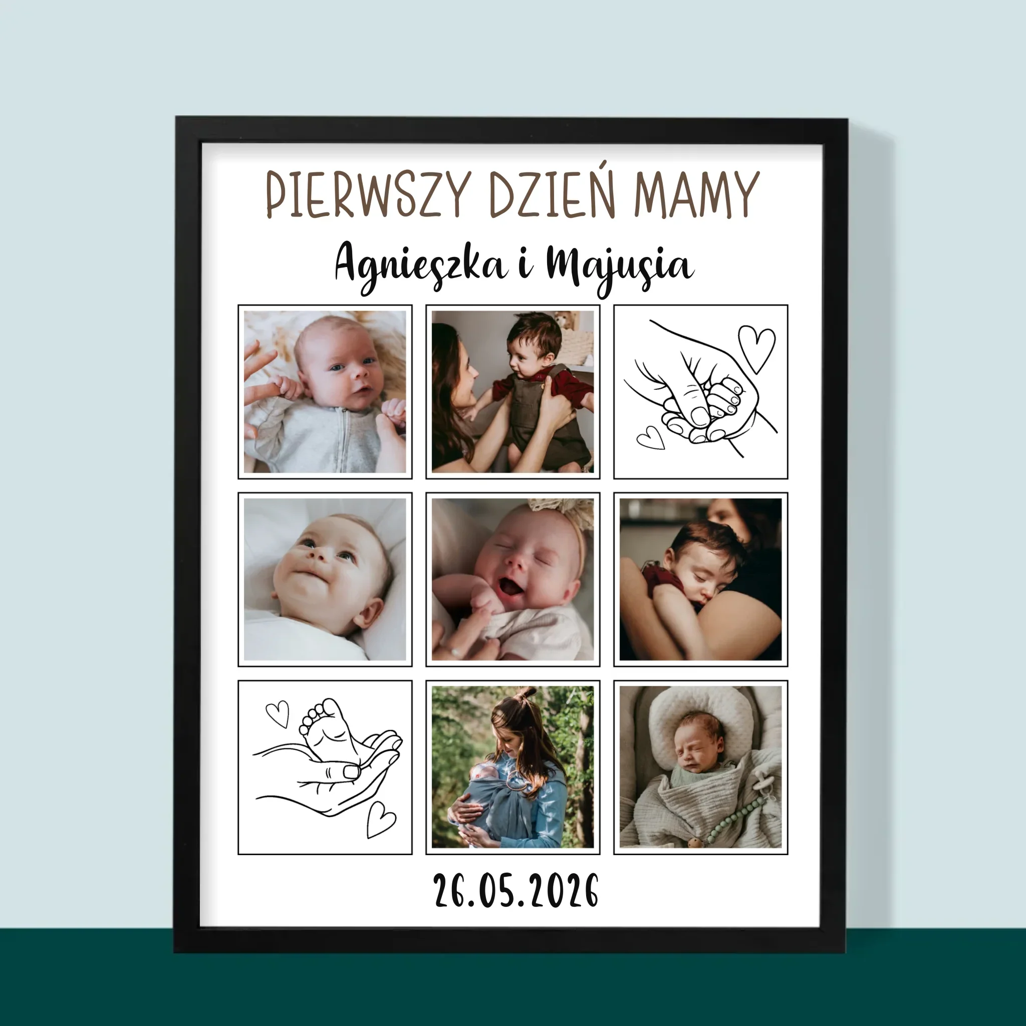 Fotokolaż: Pierwszy Dzień Mamy Rysunki - Wydruk Obramowany - Image 5