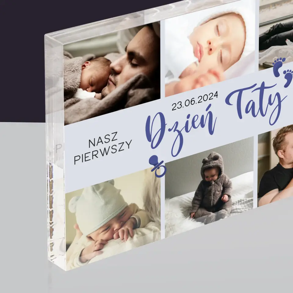 Fotokolaż: Pierwszy Dzień Taty - Blok Akrylowy z Nadrukiem - Image 2