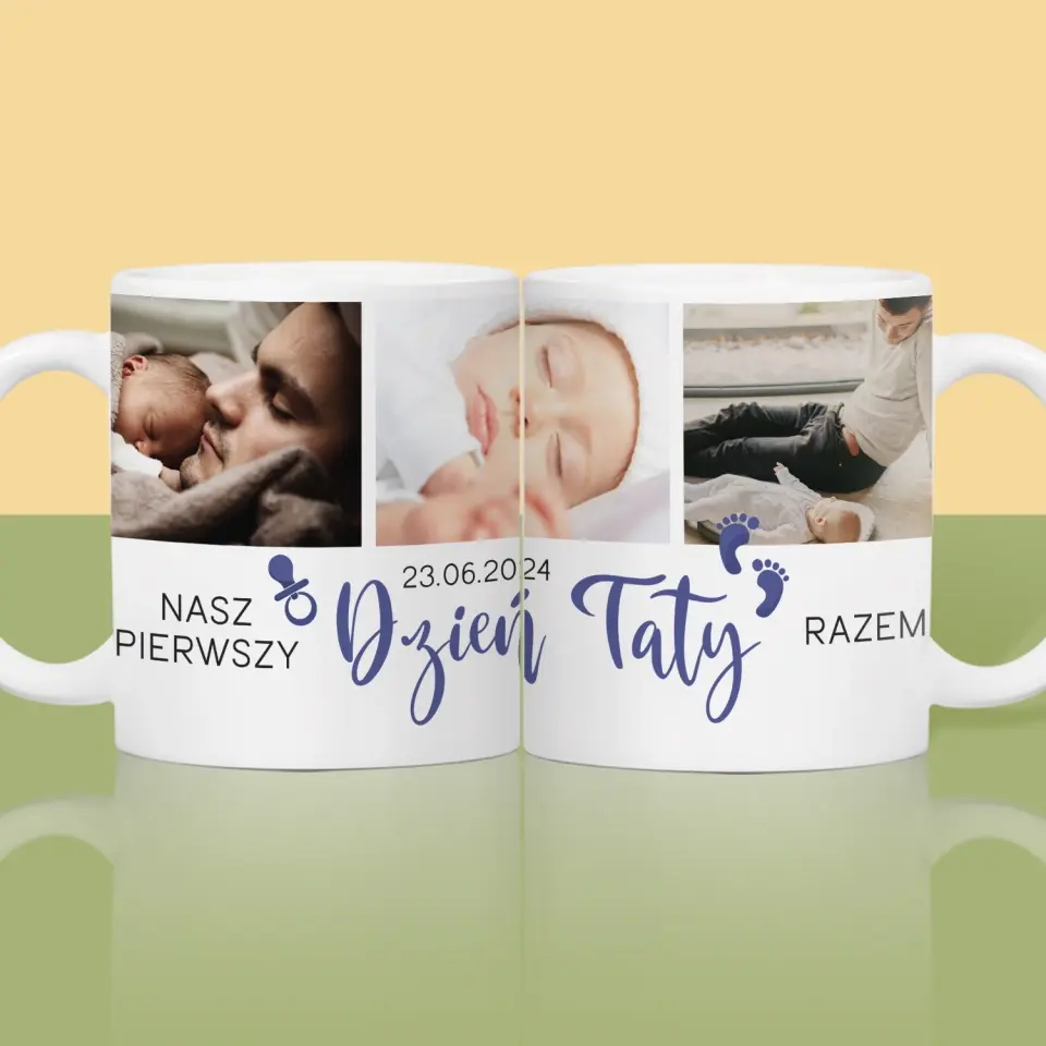 Fotokolaż: Pierwszy Dzień Taty - Kubek z Nadrukiem - Image 2