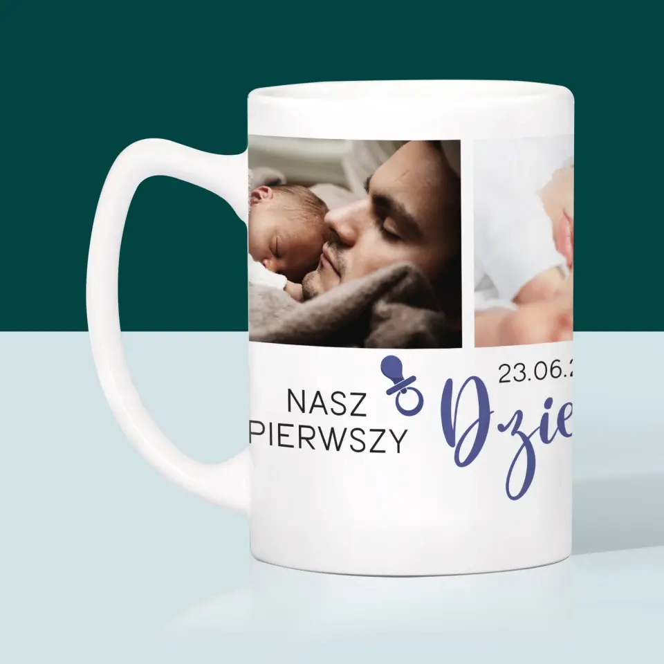 Fotokolaż: Pierwszy Dzień Taty - Kubek z Nadrukiem - Image 3