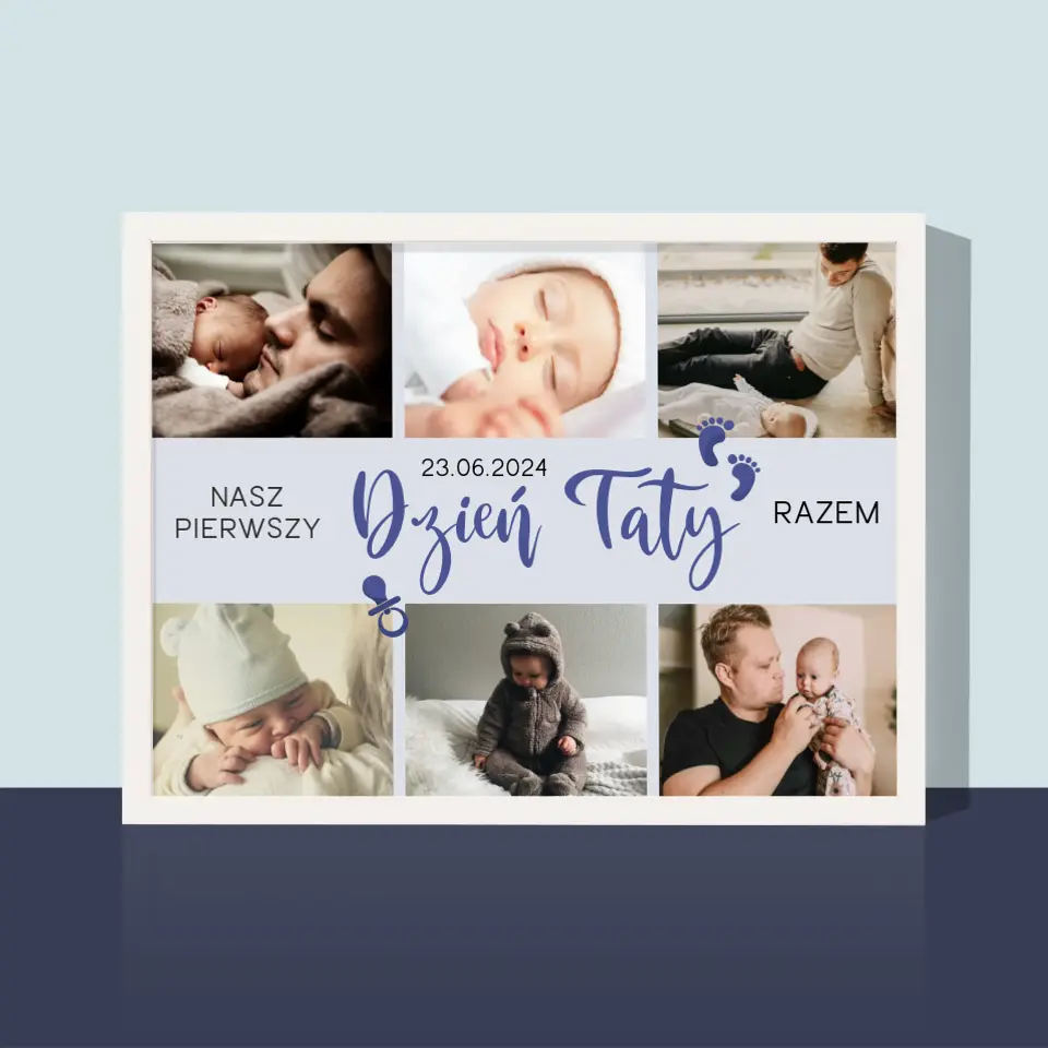 Fotokolaż: Pierwszy Dzień Taty - Wydruk Obramowany 30X40 - Image 4