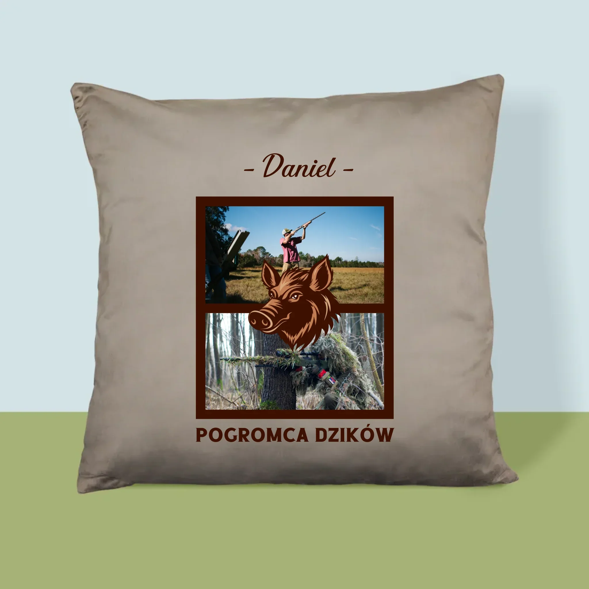 Fotokolaż: Pogromca Dzików - Poduszka z Nadrukiem