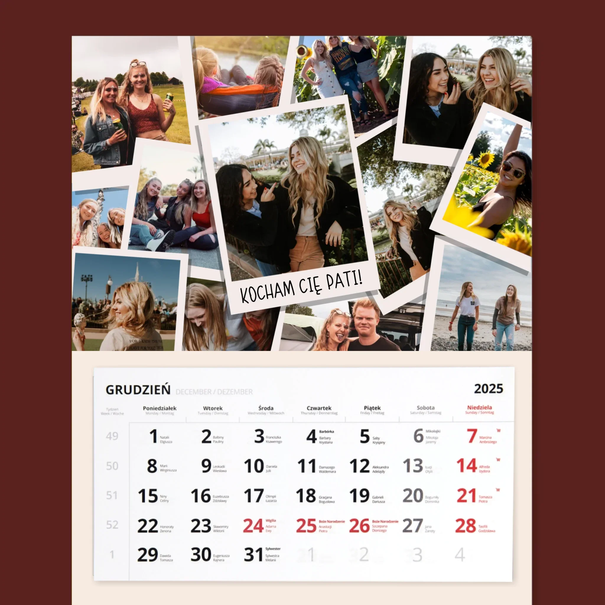 Fotokolaż: Polaroidy - Personalizowany Kalendarz Trójdzielny - Image 2