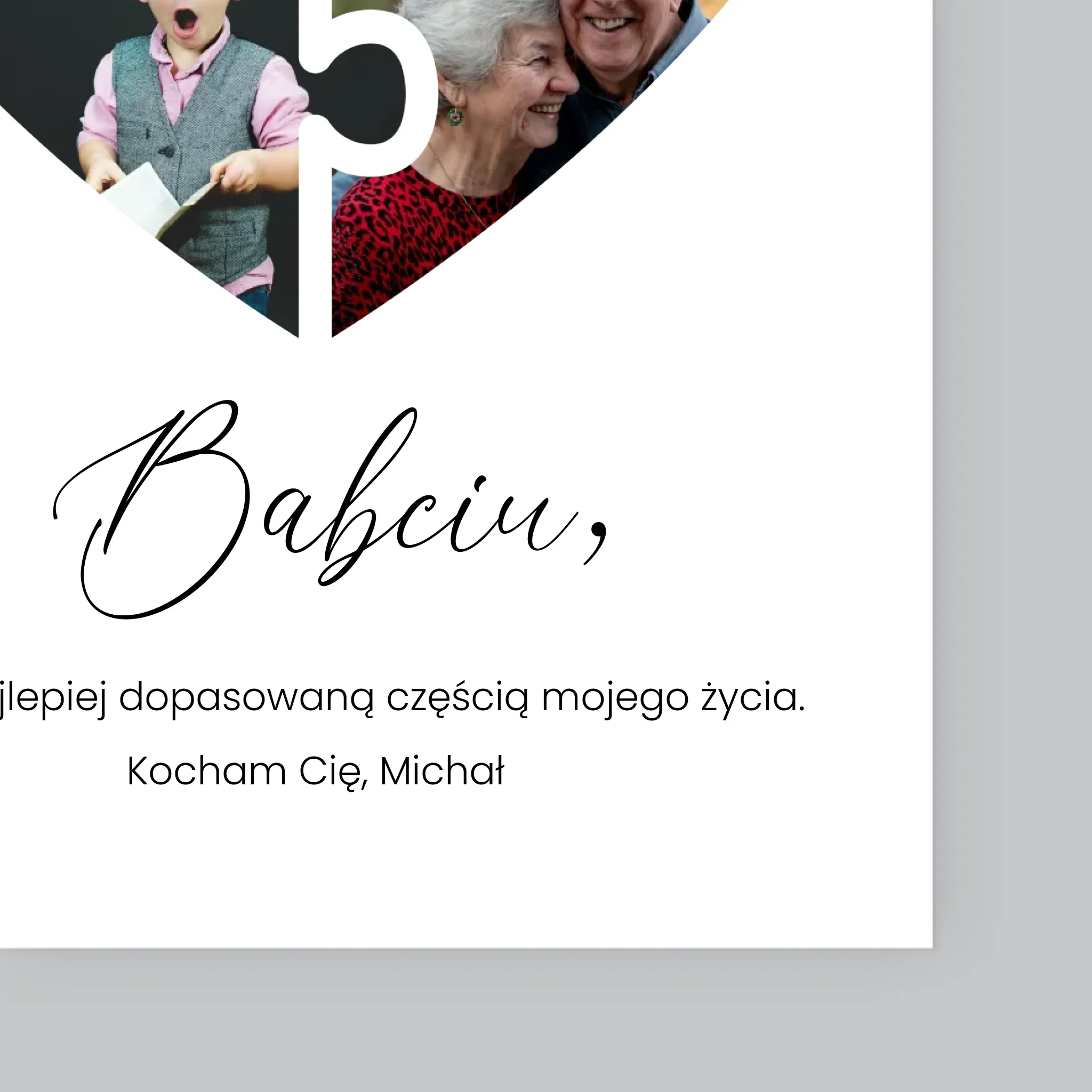 Fotokolaż: Puzzle Serce Dla Babci - Wydruk Obramowany 30x40 - Image 4