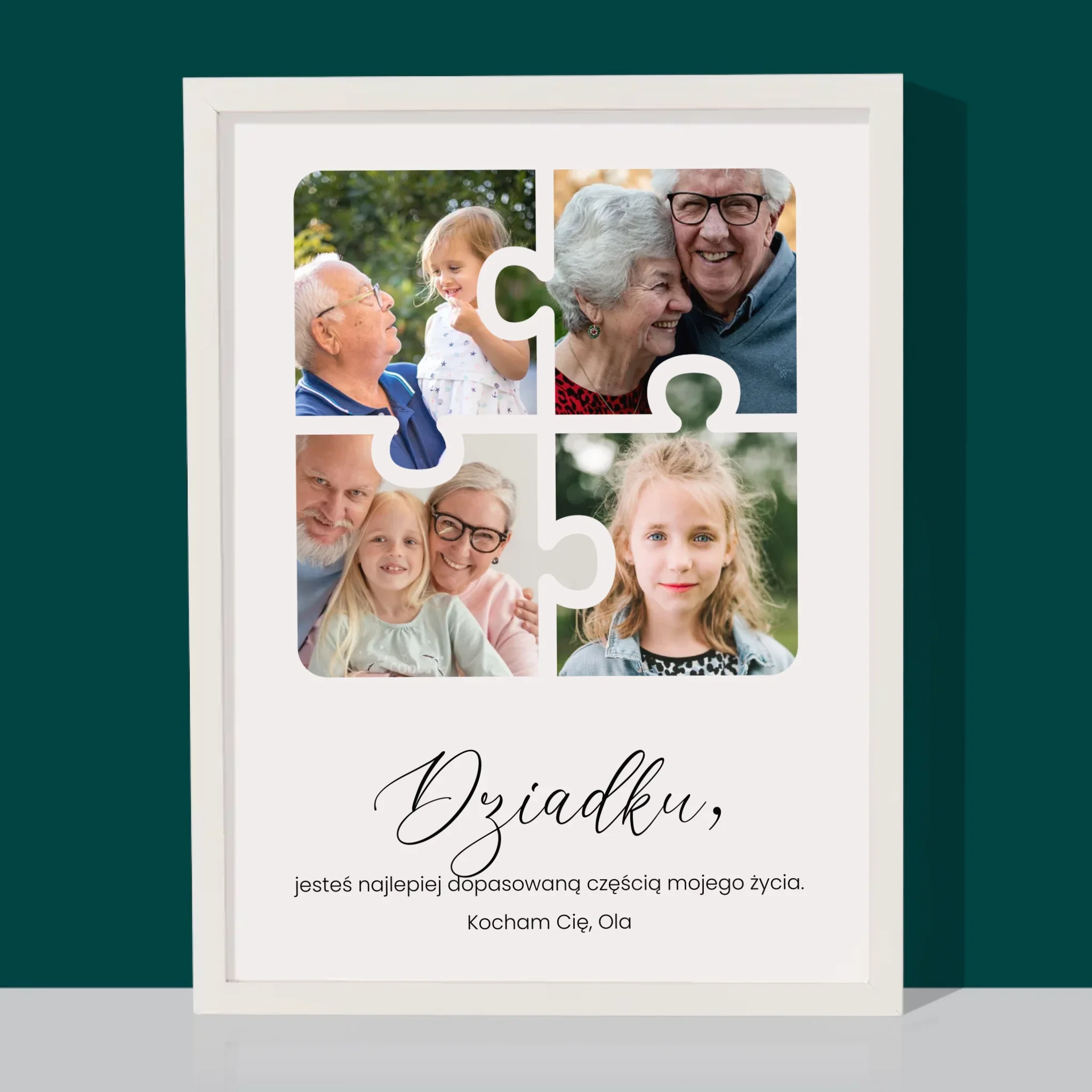 Fotokolaż: Puzzle Zdjęcia Dla Dziadka - Wydruk Obramowany 30x40 - Image 8
