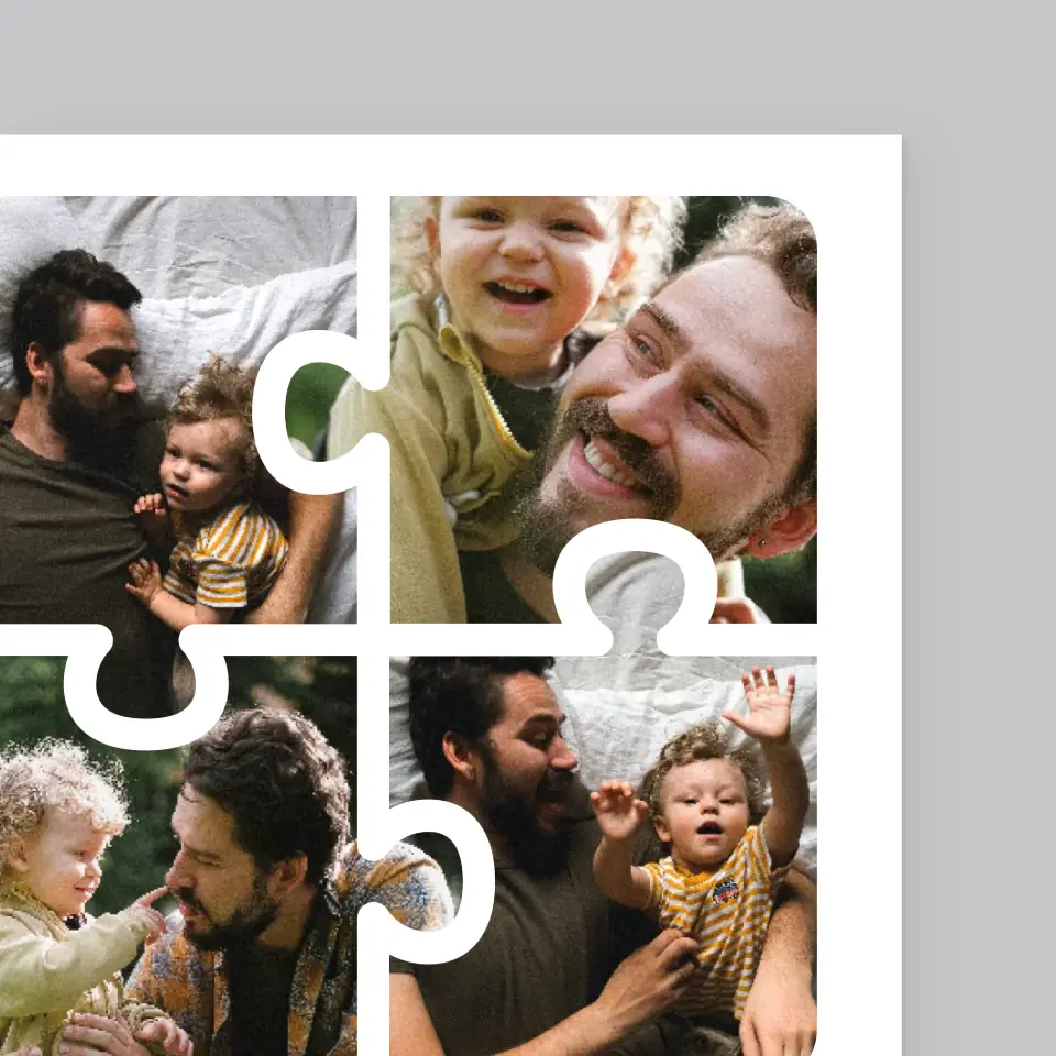 Fotokolaż: Puzzle Zdjęcia Dla Taty - Wydruk Obramowany - Image 3