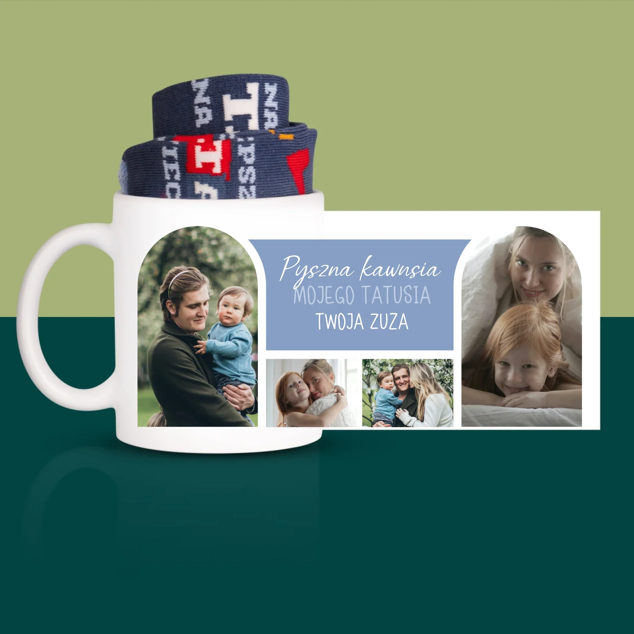 Fotokolaż: Pysznej Kawusi Tata - Skarpetki w Kubku Dla Taty - Image 3