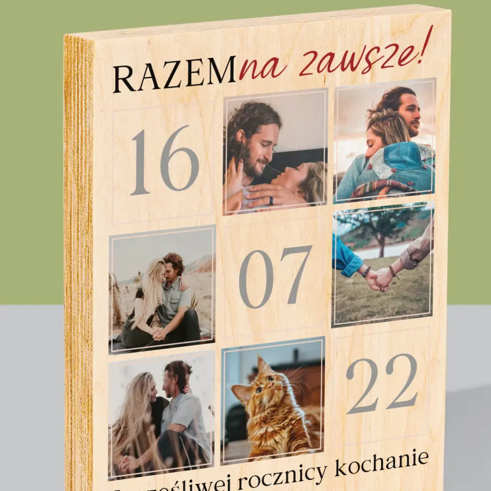 Fotokolaż: Razem Na Zawsze - Wydruk Na Drewnie - Image 2