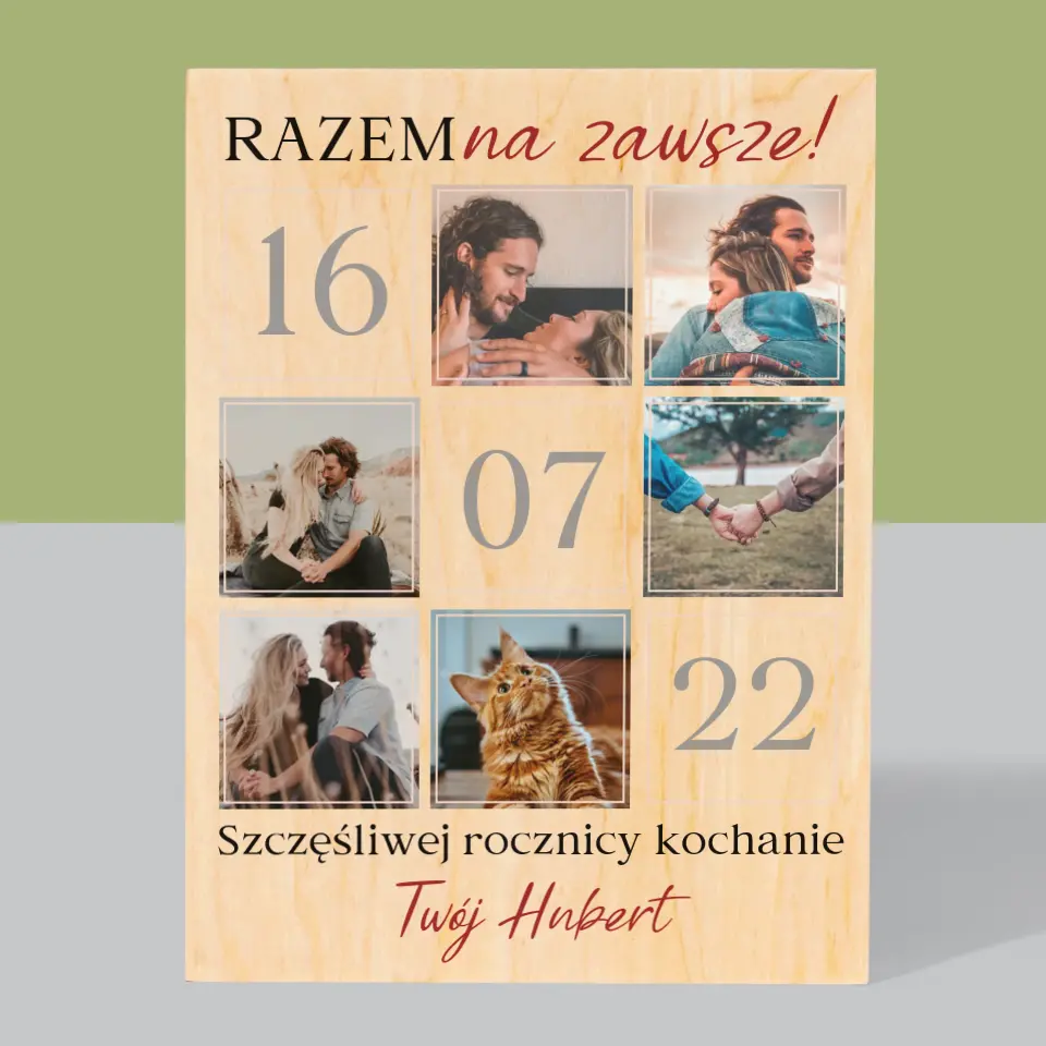 Fotokolaż: Razem Na Zawsze - Wydruk Na Drewnie - Image 3