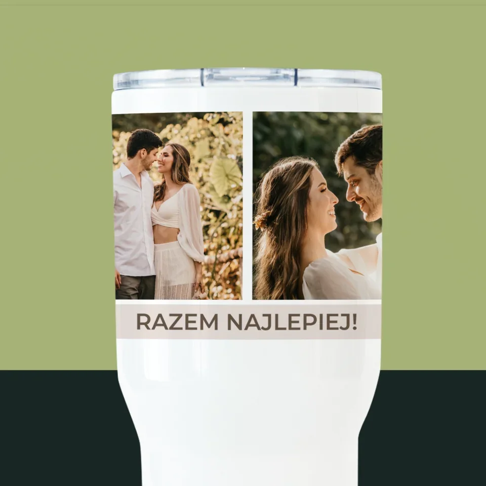 Fotokolaż: Razem Najlepiej - Kubek Termiczny Biały - Image 2