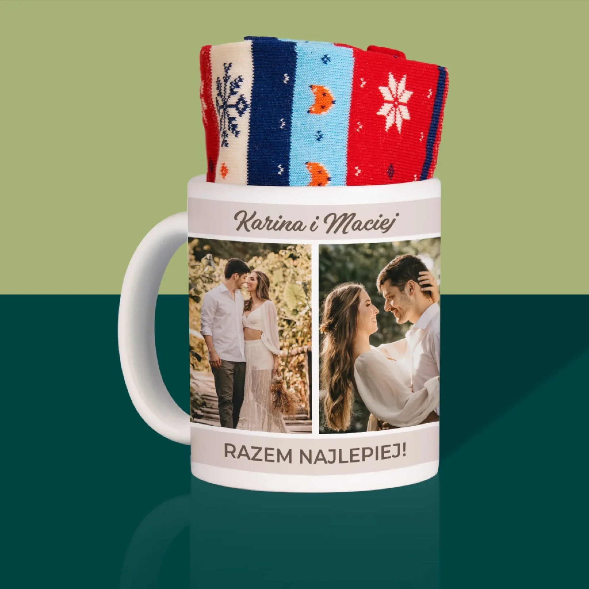 Fotokolaż: Razem Najlepiej - Zimowe Skarpetki w Kubku