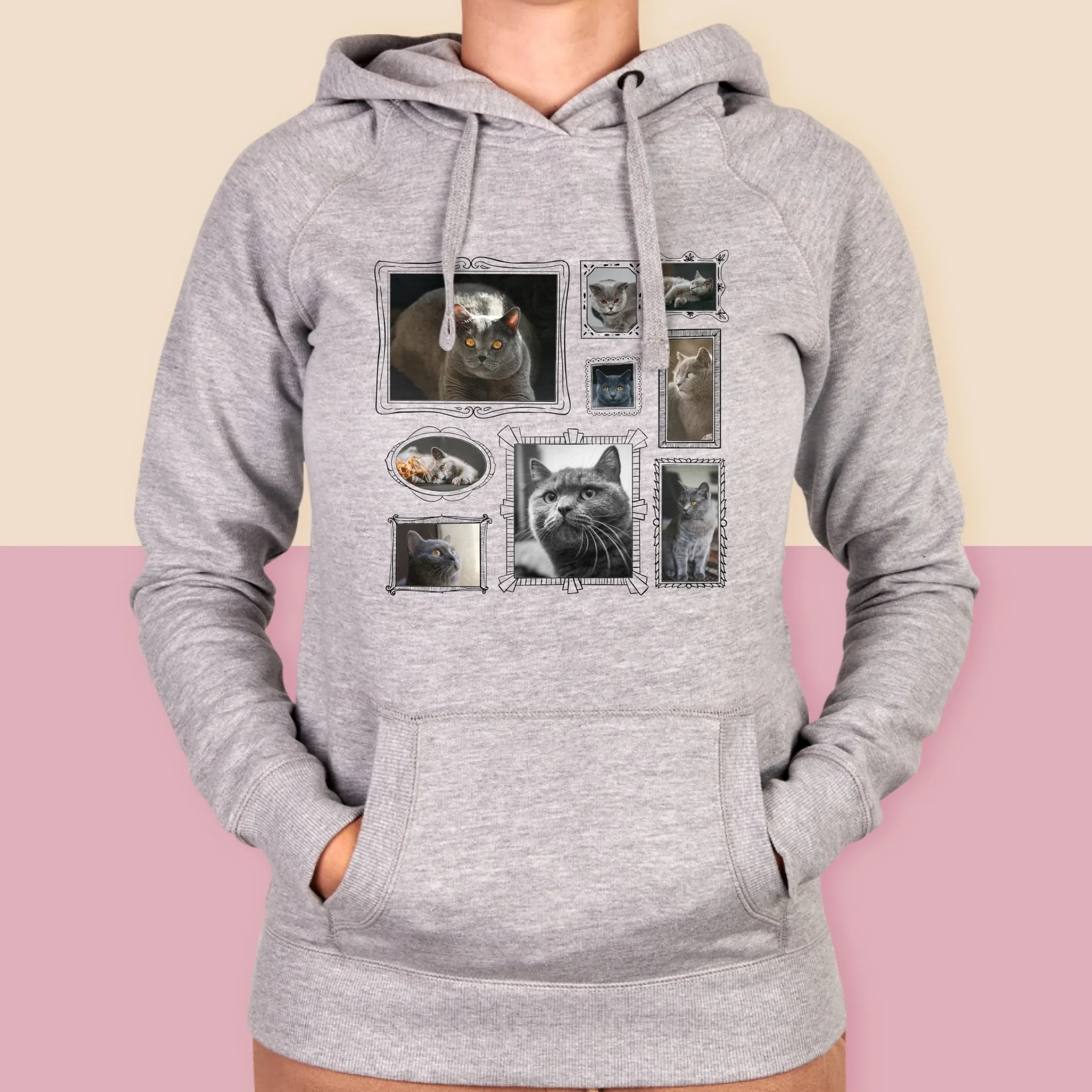 Fotokolaż: Ściana Galerii z Pupilem - Bluza Damska z Kapturem