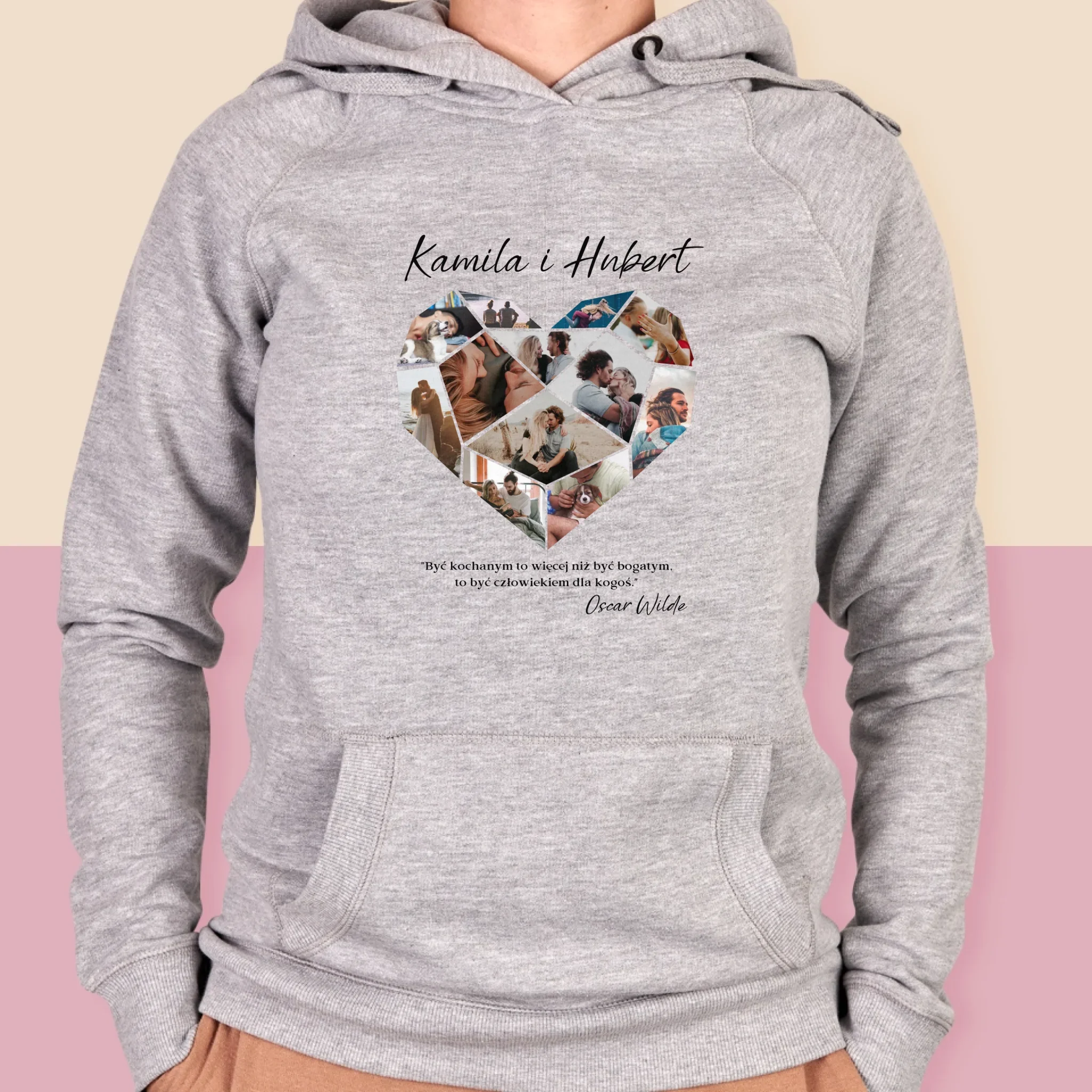 Fotokolaż: Serce Geometryczne - Bluza Damska z Kapturem - Image 4