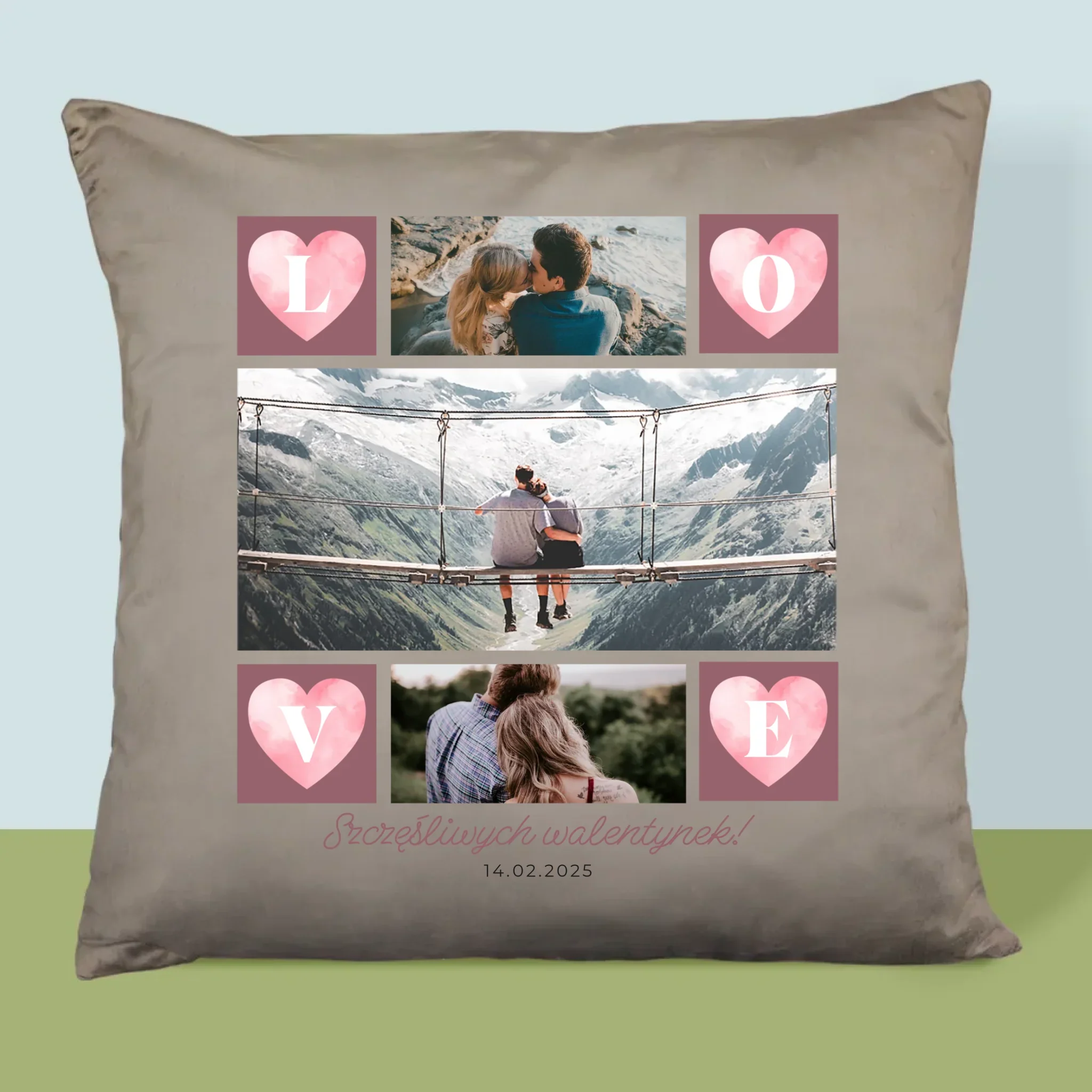 Fotokolaż: Serduszka Love - Poduszka z Nadrukiem - Image 3