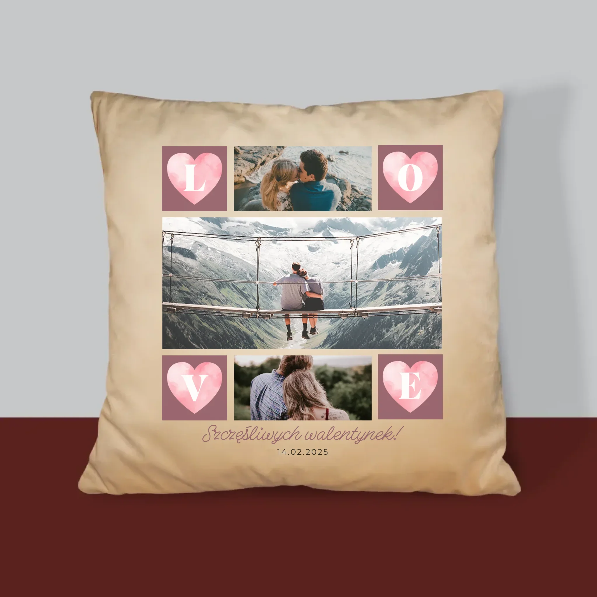 Fotokolaż: Serduszka Love - Poduszka z Nadrukiem - Image 4