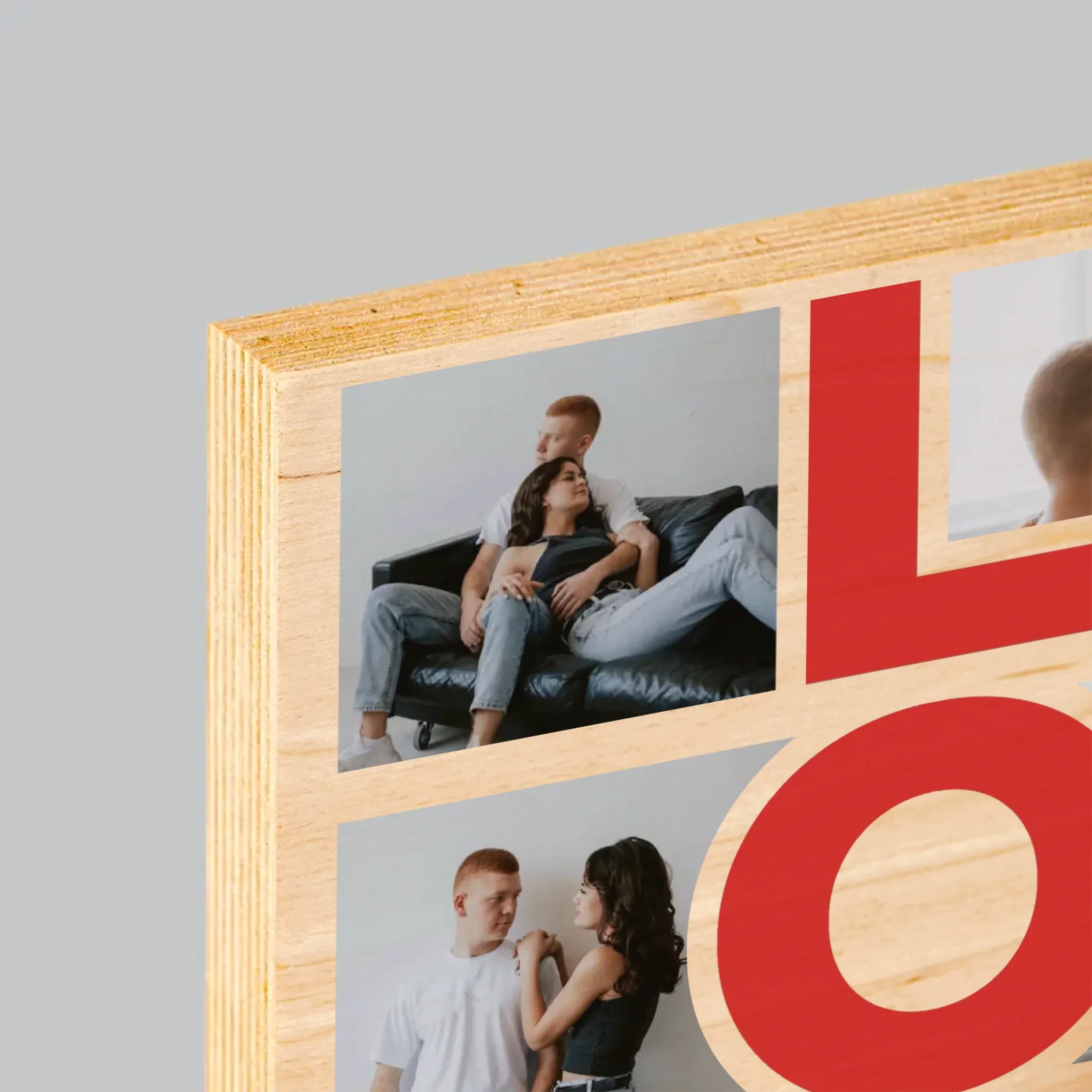 Fotokolaż: Słowo Love - Wydruk Na Drewnie - Image 4