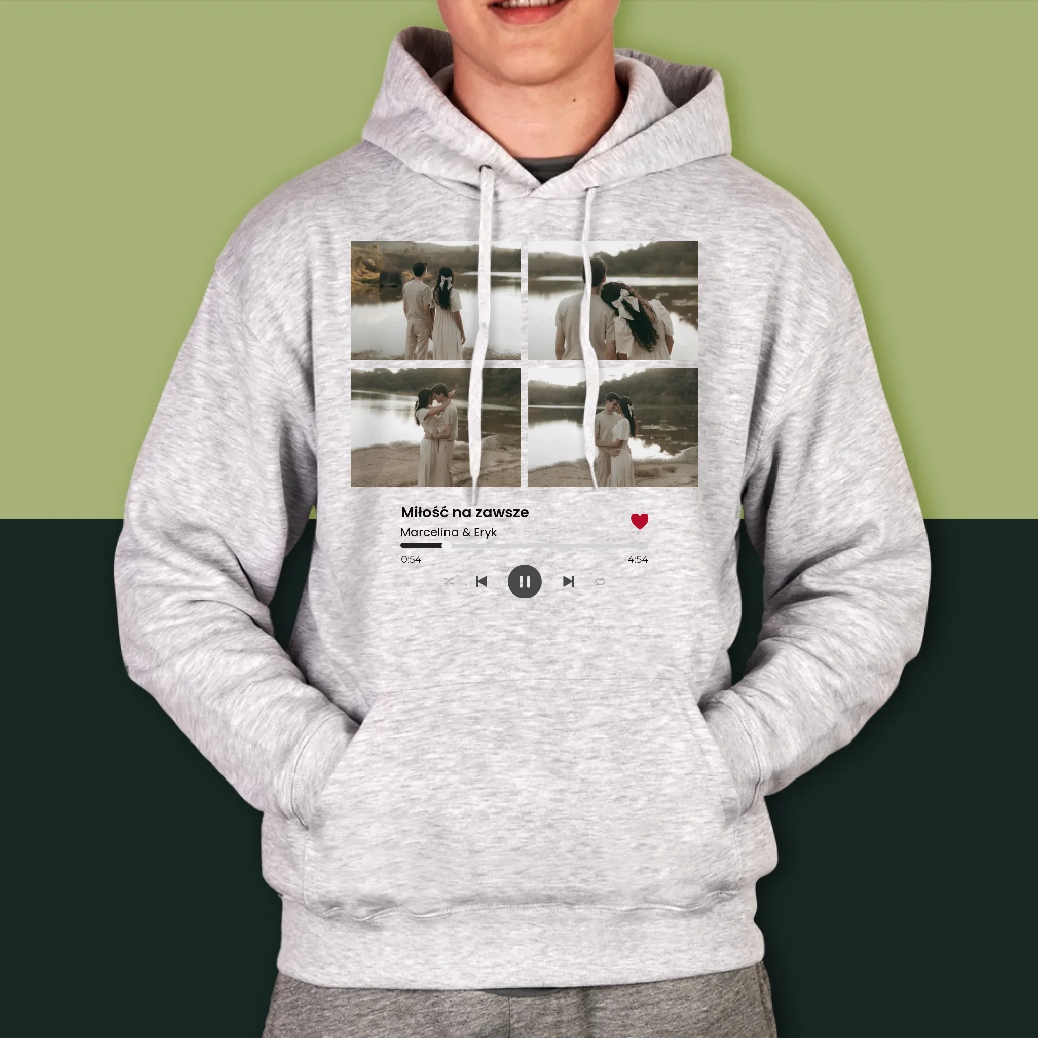 Fotokolaż: Spotify 4 Zdjęcia - Bluza Męska z Kapturem - Image 5