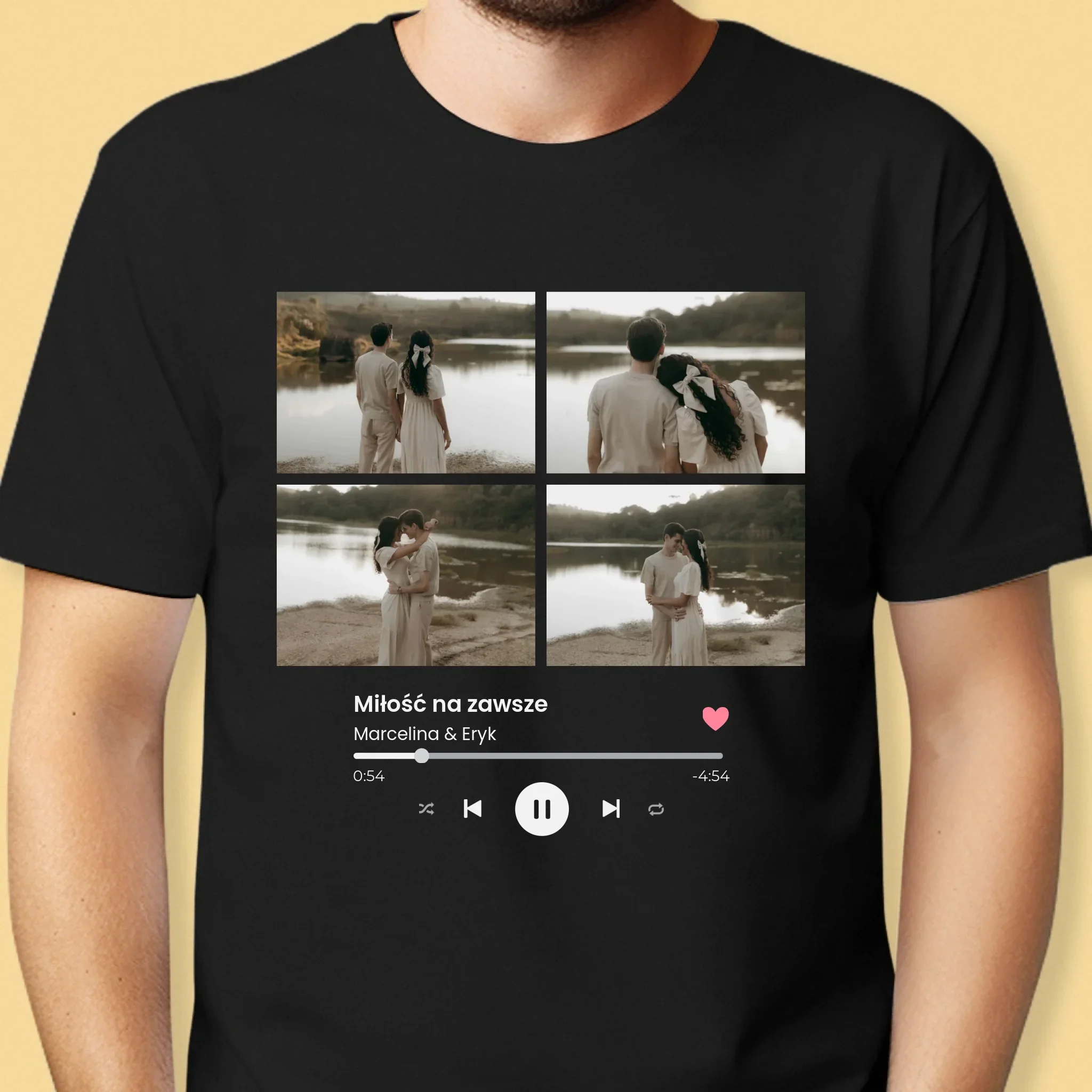 Fotokolaż: Spotify 4 Zdjęcia - Koszulka Męska z Nadrukiem - Image 6