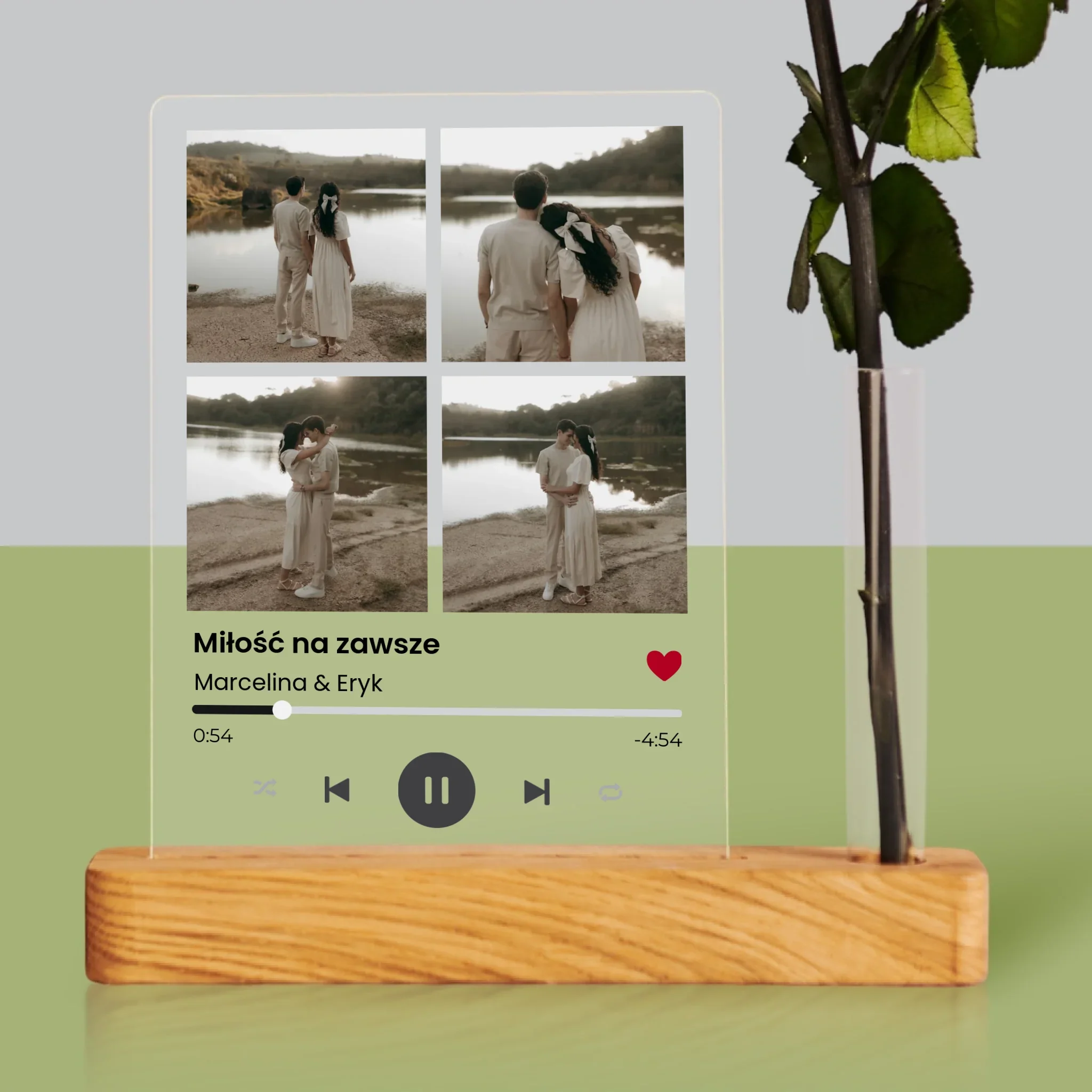 Fotokolaż: Spotify 4 Zdjęcia - Wydruk Na Szkle Akrylowym z Różą - Image 2