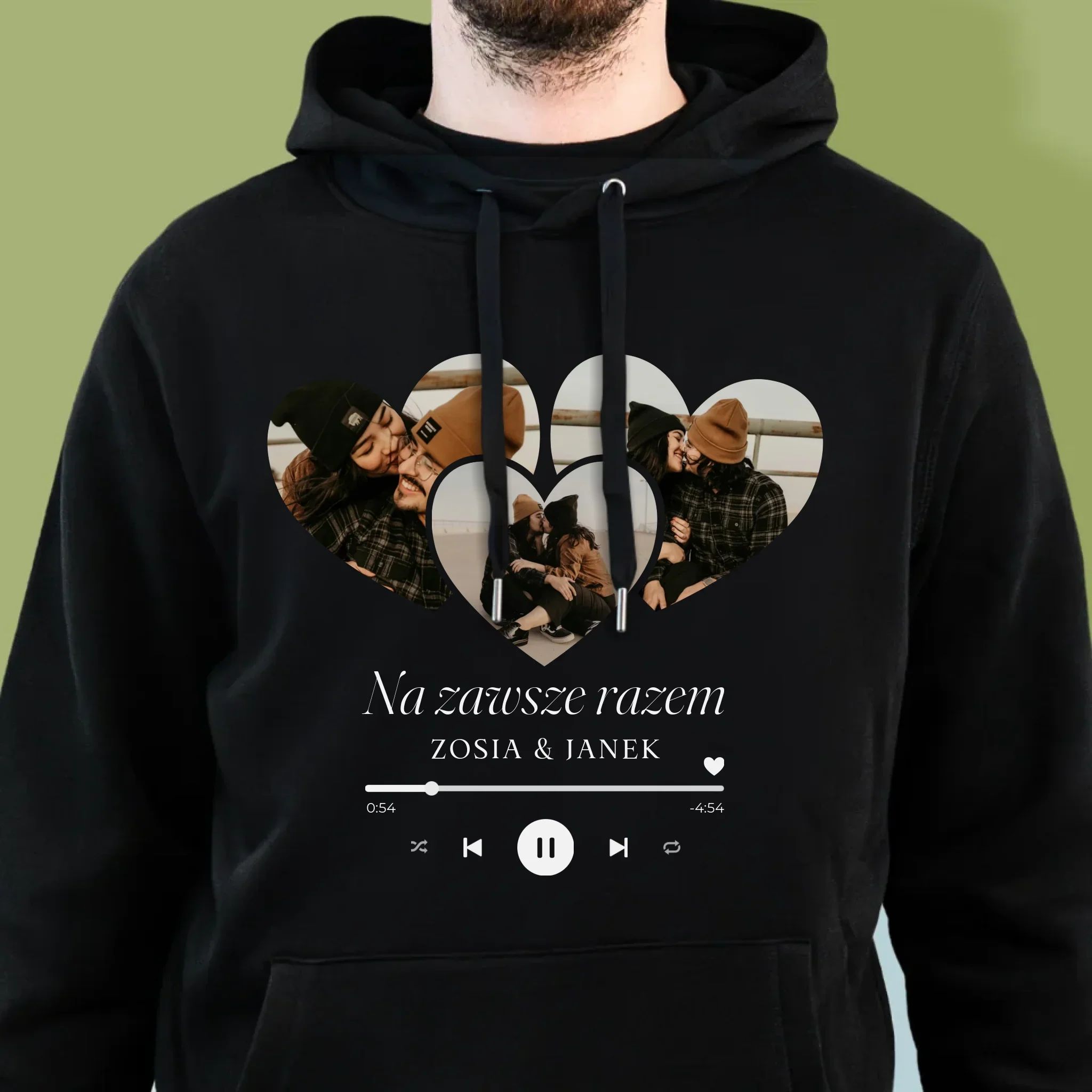 Fotokolaż: Spotify Serca - Bluza Męska z Kapturem - Image 2
