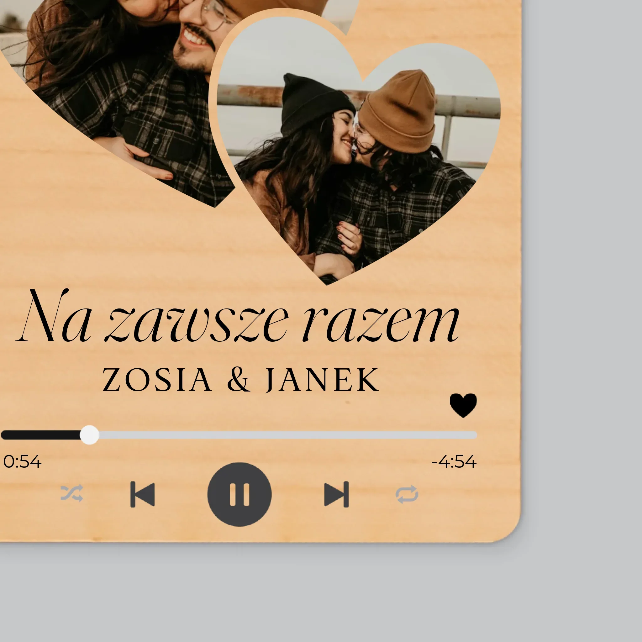 Fotokolaż: Spotify Serca - Magnes Drewniany - Image 2