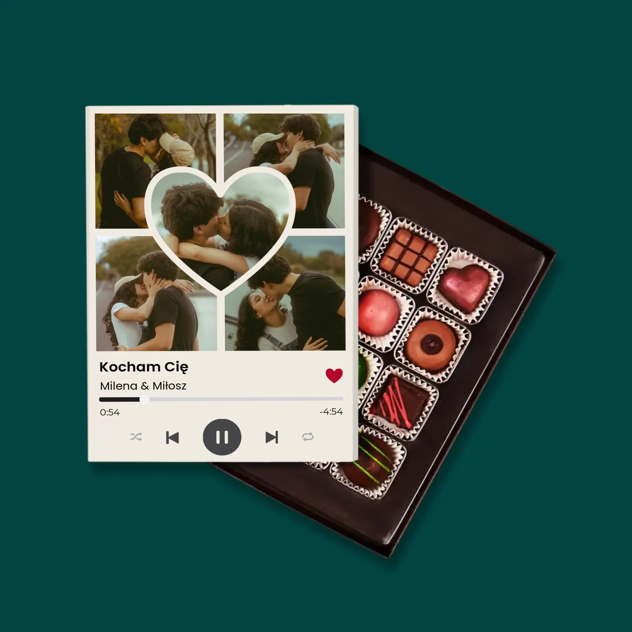 Fotokolaż: Spotify Zdjęcia Serce - Personalizowane Praliny