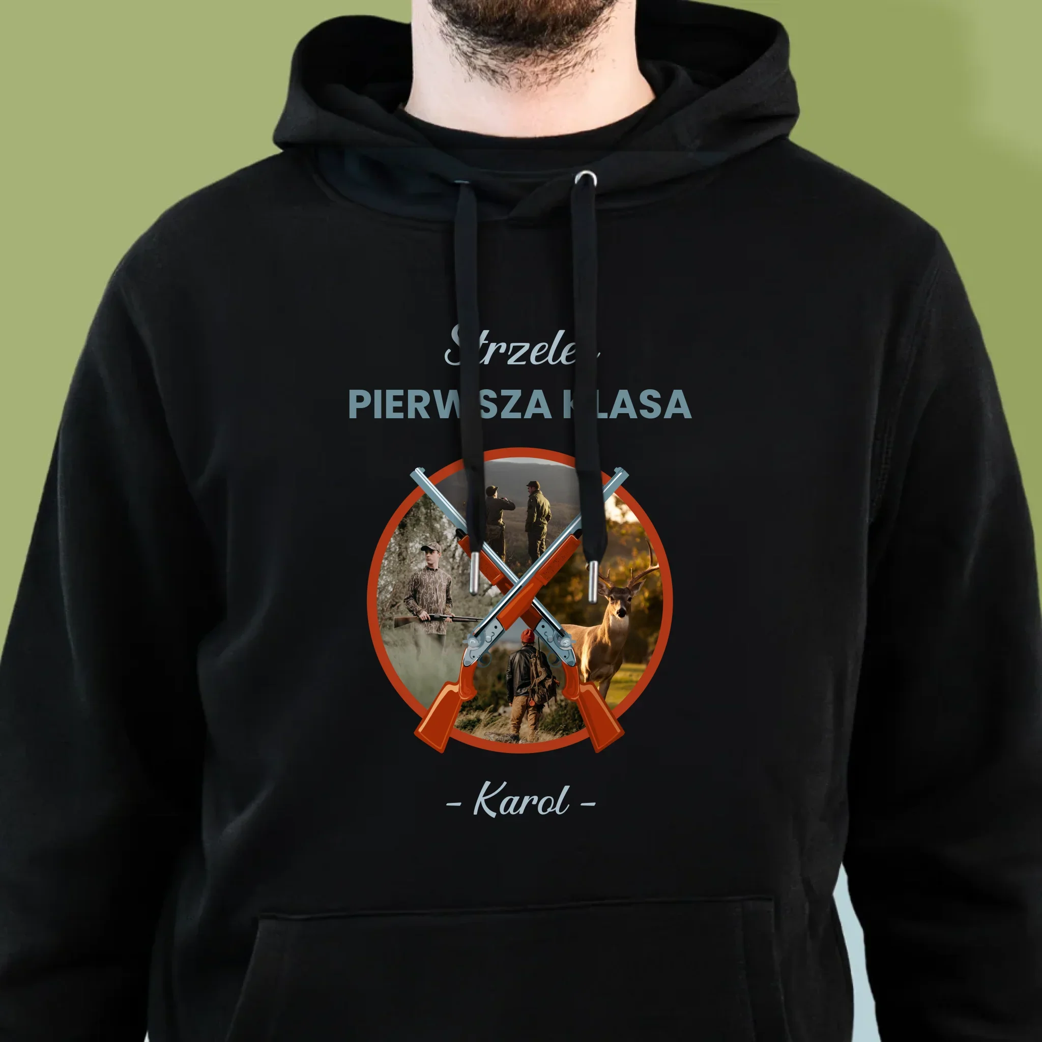 Fotokolaż: Strzelec Pierwsza Klasa - Bluza Męska Z Kapturem - Image 2
