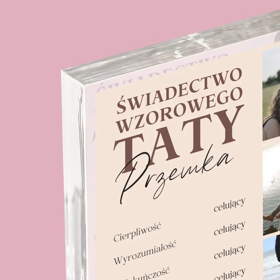 Fotokolaż: Świadectwo Wzorowego Taty - Blok Akrylowy z Nadrukiem - Image 4