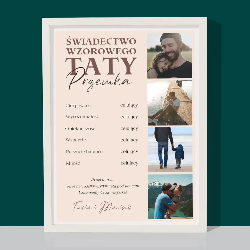 Fotokolaż: Świadectwo Wzorowego Taty - Wydruk Obramowany - Image 4