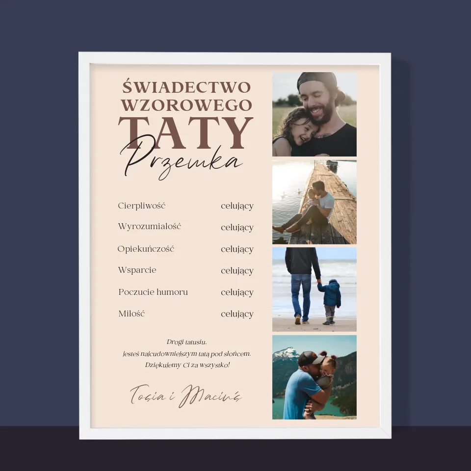 Fotokolaż: Świadectwo Wzorowego Taty - Wydruk Obramowany - Image 6