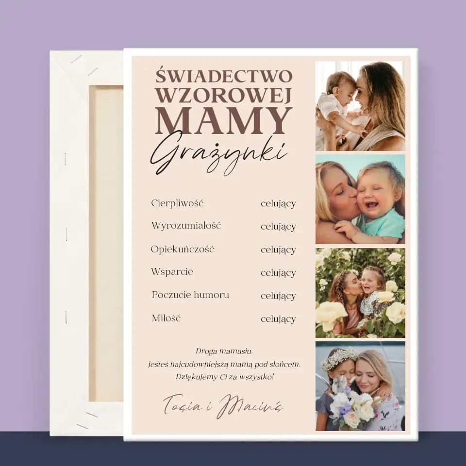 Fotokolaż: Świadectwo Wzorowej Mamy - Wydruk Obramowany - Image 11