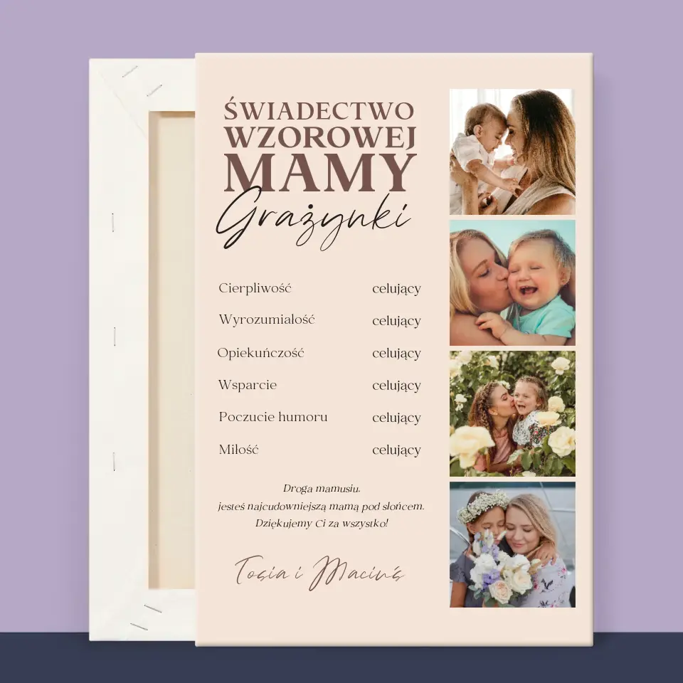 Fotokolaż: Świadectwo Wzorowej Mamy - Wydruk Obramowany - Image 12