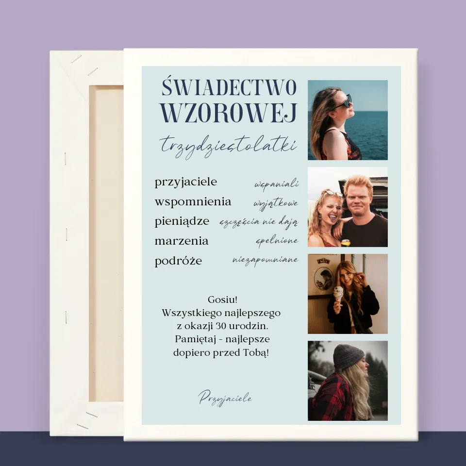 Fotokolaż: Świadectwo Wzorowej Trzydziestolatki - Wydruk Obramowany - Image 12